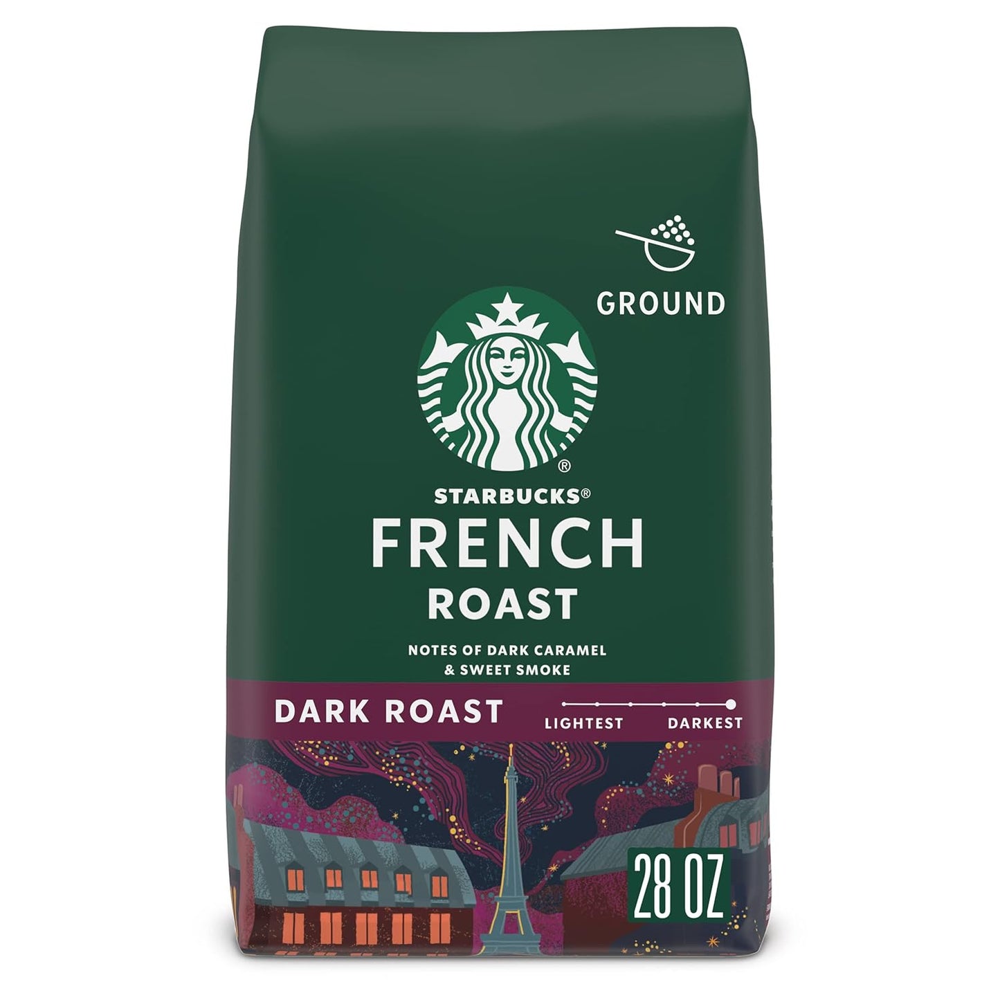 Starbucks Ground Coffee, Dark Roast Coffee, French Roast, 100% Arabica, 1 bag (28 oz)
