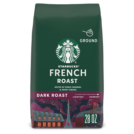 Starbucks Ground Coffee, Dark Roast Coffee, French Roast, 100% Arabica, 1 bag (28 oz)