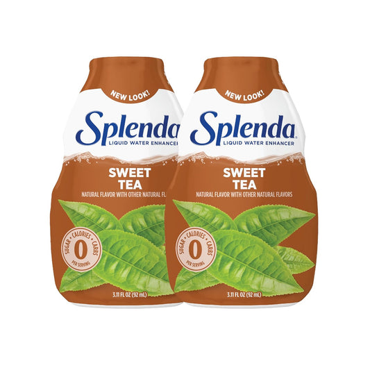 SPLENDA Liquid Water Enhancer Drops, Sugar Free, Zero Calorie, Natural Flavor, Concentrated Drink Mix, 3.11 Fl Oz Each Bottle (Sweet Tea, 2 Pack)