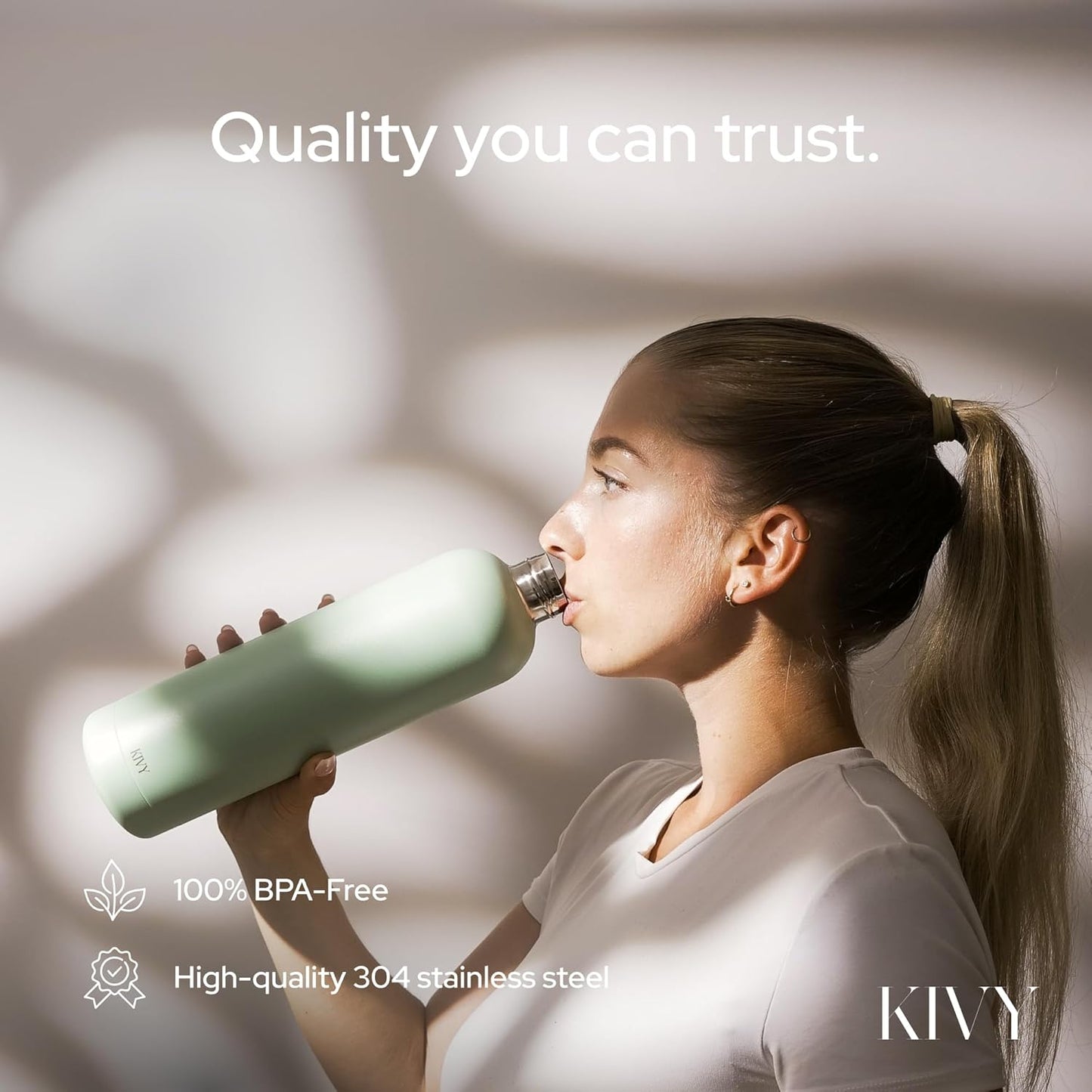 KIVY Insulated Water Bottle 32oz [LEAK PROOF] - Insulated Stainless Steel Water Bottle - Stainless Steel Drinking Water Bottle - Thermo Flask Drinking Bottle - BPA Free Water Bottle