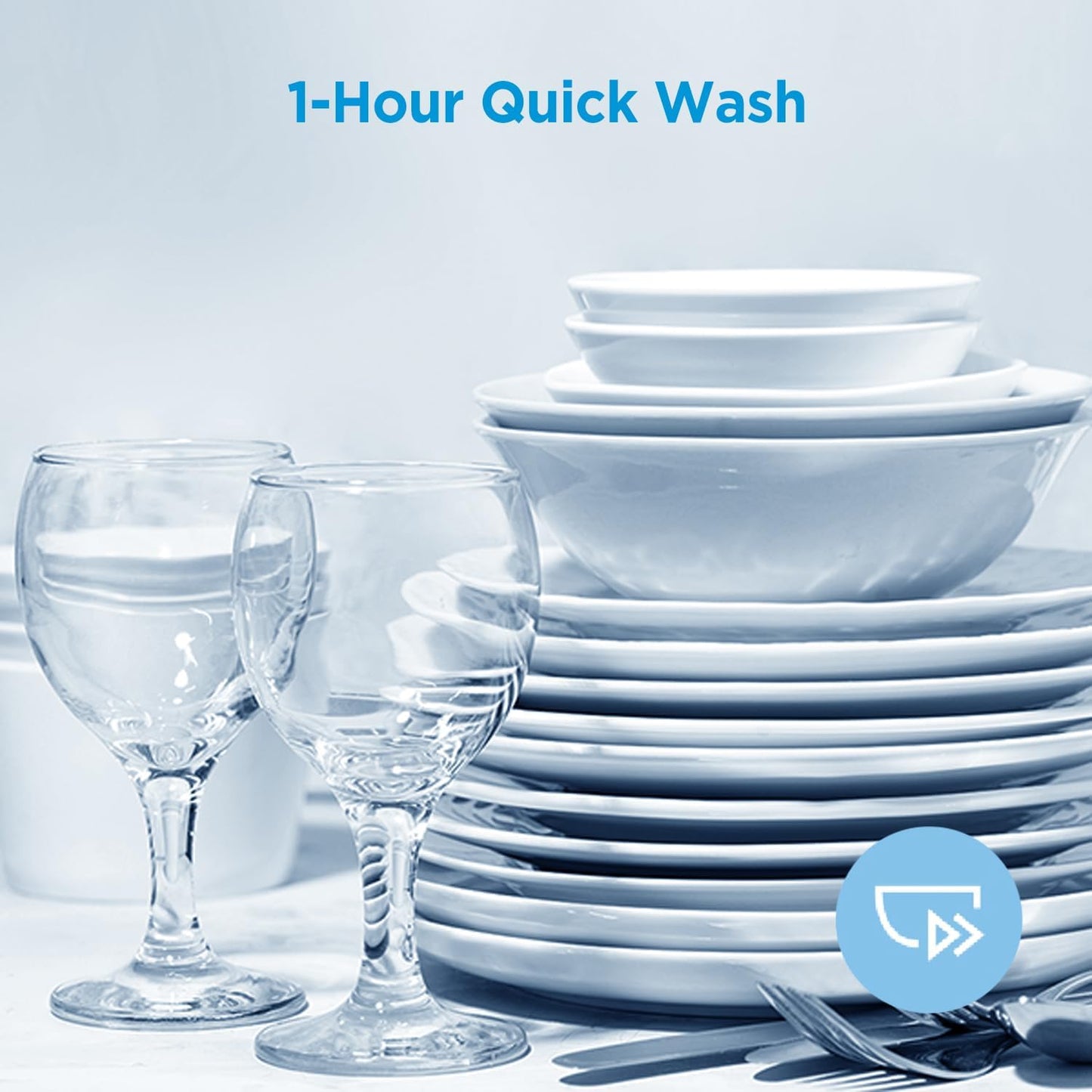 Midea MDF18A1AWW Built-in Dishwasher with 8 Place Settings, 6 Washing Programs, Stainless Steel Tub, Heated Dry, Energy Star, White