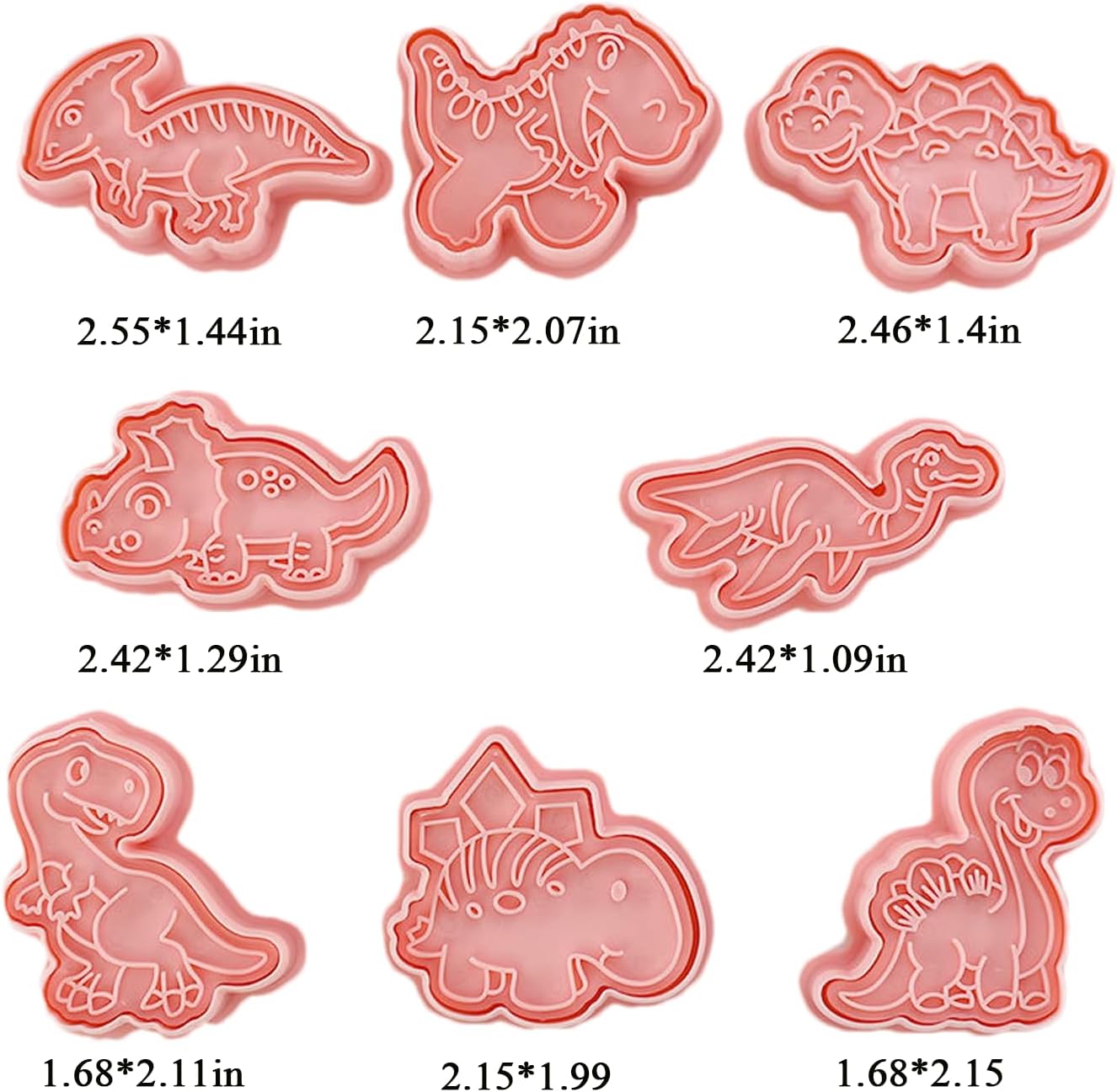 8 Pcs Dinosaur Cookie Cutters Set, 3D Dinosaur Style Baking Molds with Plunger Stampers, Cookie Cutter for Baking, Fondant, Cheese, and Pastries(K8)
