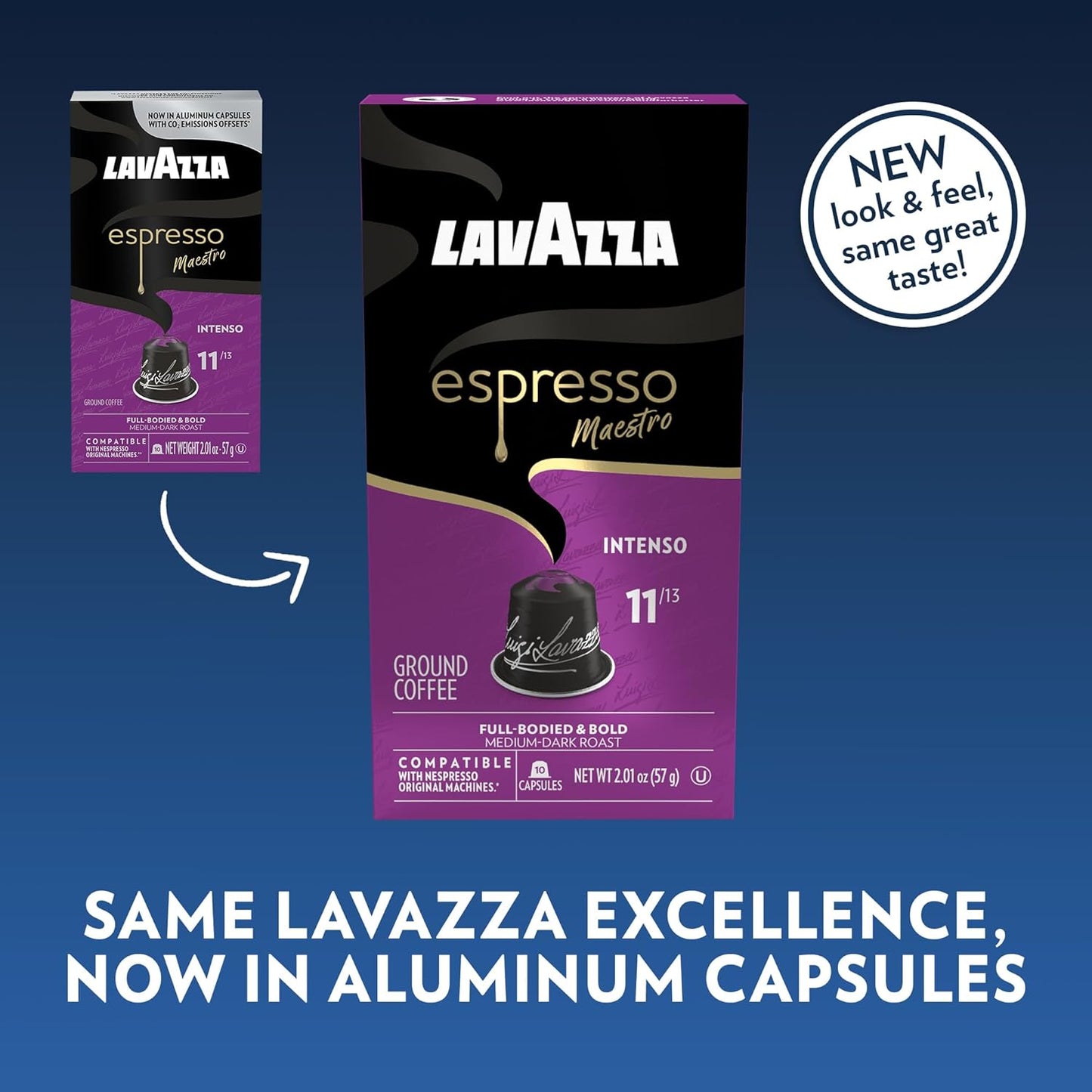 Lavazza Espresso Maestro Intenso Aluminum Capsules Compatible with Nespresso* Original Machines, Medium-Dark Espresso Roast, Arabica and Robusta (60 Capsules)