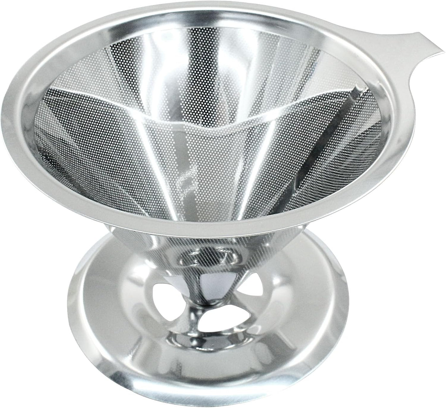 Waziaqoc Pour Over Coffee Dripper, Slow Drip Paperless Coffee Filter, Stainless Steel Pour Over Coffee Maker for 1-4 Cups Brew, Double Mesh Design of Manual Reusable Cone Filter