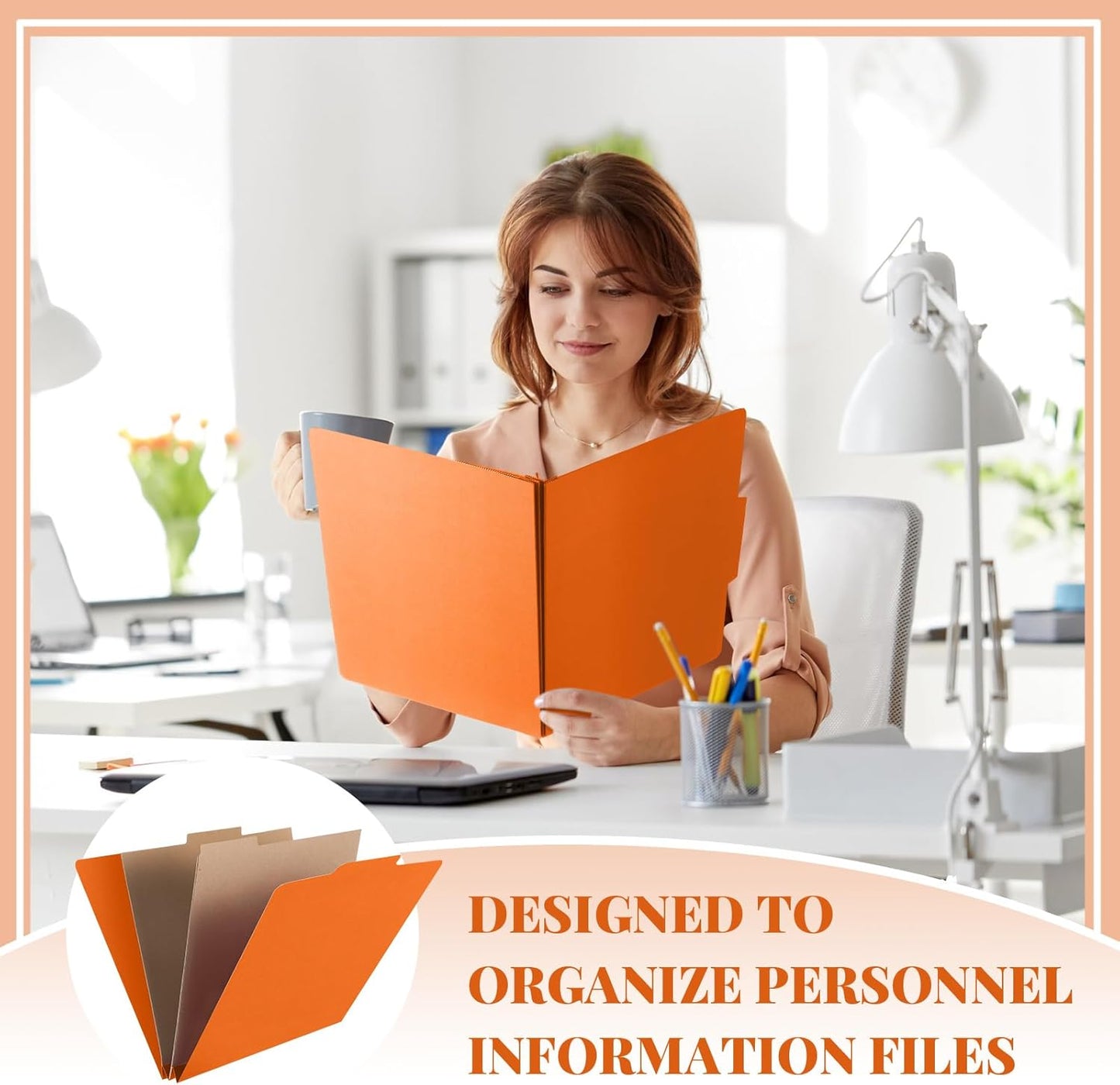 36 Pcs Classification Folders Letter Size, Back to School Supply for Teacher, Student, 2 Pocket Dividers Pressboard File Folder Bulk with 2 Fasteners, 2 in Expanding File Organizer (Orange)