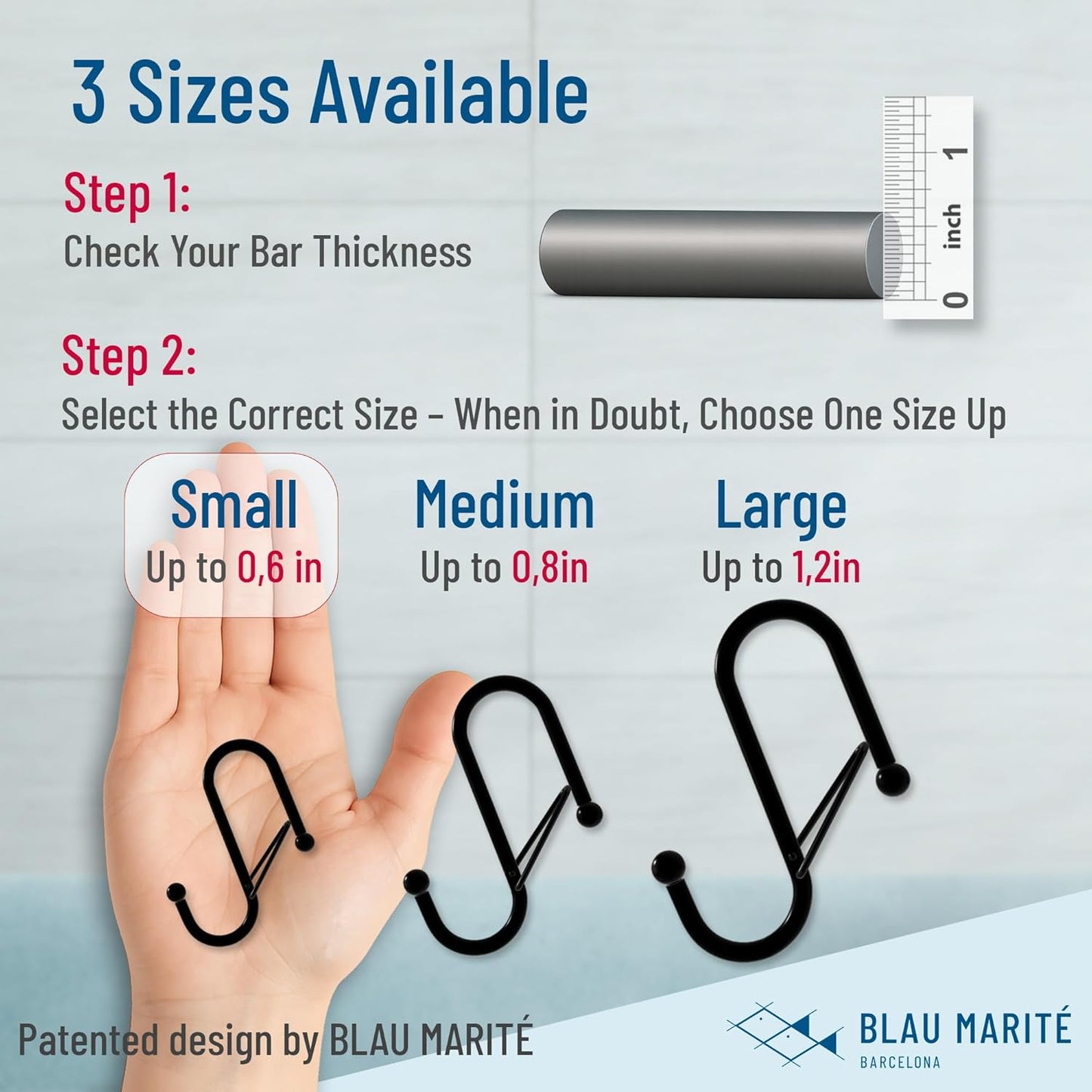 10-Pack Metal S Hooks for Hanging – Heavy-Duty S-Shaped Hooks with Safety Buckle – Fits Bars up to 0.6 In – Anti-Drop Hook for Kitchen, Pot Racks & Towel Bars – Silver (Small)