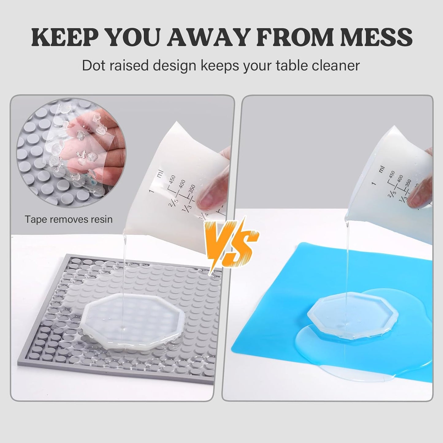 LET'S RESIN Resin Collector Mat, Easy Clean & Silicone Heat Resistant Mats 14.5'' x 9.4'', Non-Slip Multipurpose Thick Silicone Mats for Resin Molds, Epoxy Resin, Cup Turner, Kitchen Counter, Placemat