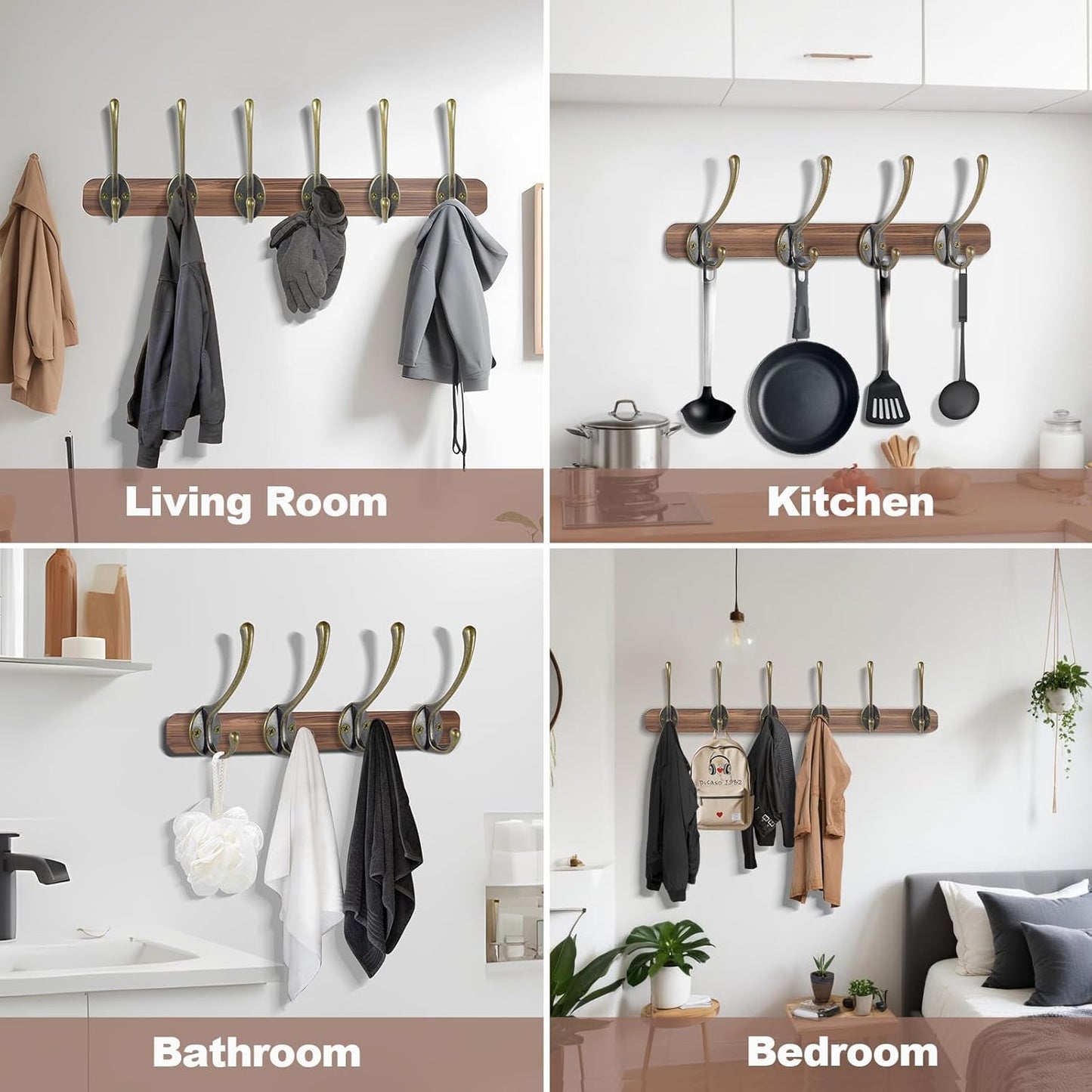 Wall Hooks for Hanging, 10-Pack Heavy Duty Metal Coat Hooks, for Living Room, Bathroom, Kitchen, Bedroom for Towel, Hat, Key, Closet, Bag (Bronze)