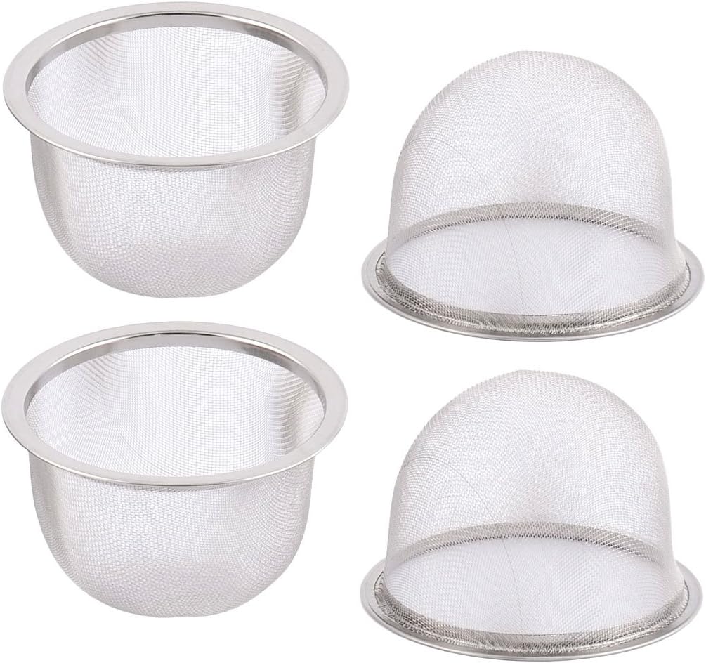 uxcell 4pcs Stainless Steel Mesh Tea Leaves Stainer Teapot Screen 3.1 Inch for Straining Teas and Cocktails or Sifting Flour Sugar Spices and Herbs Silver Tone