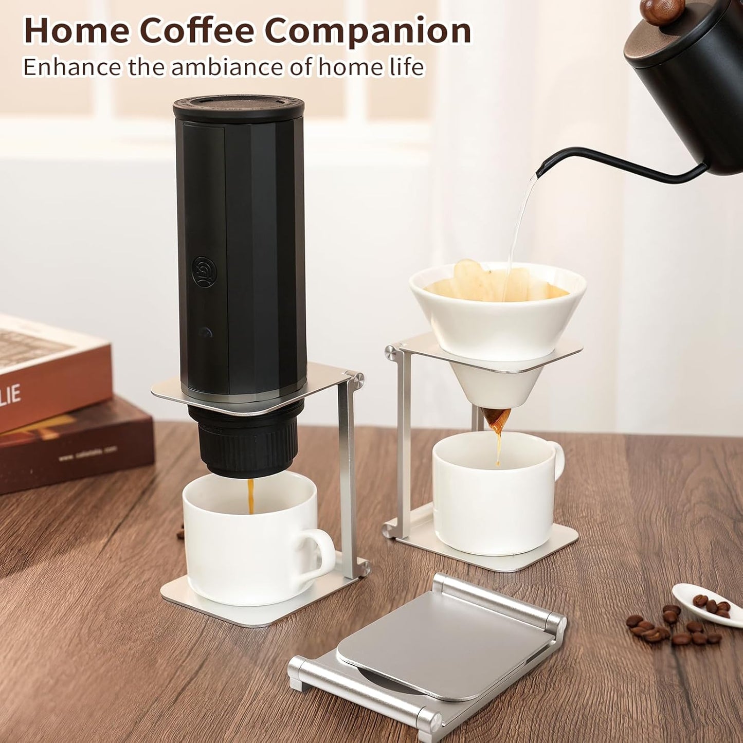 Pour over Dripper Stand,Portable &Foldable Espresso Machine Stand,Office coffee stand with base,Suitable for office,home,camping