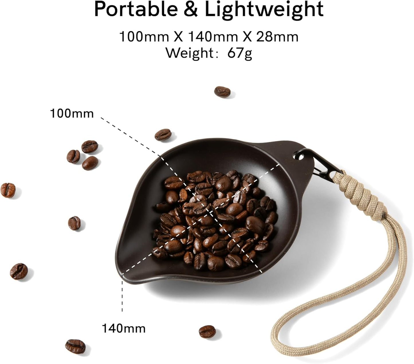 OutIn Coffee Bean Dosing Tray with Strap, Made from a Coffee Ground Composite, Lightweight & Durable