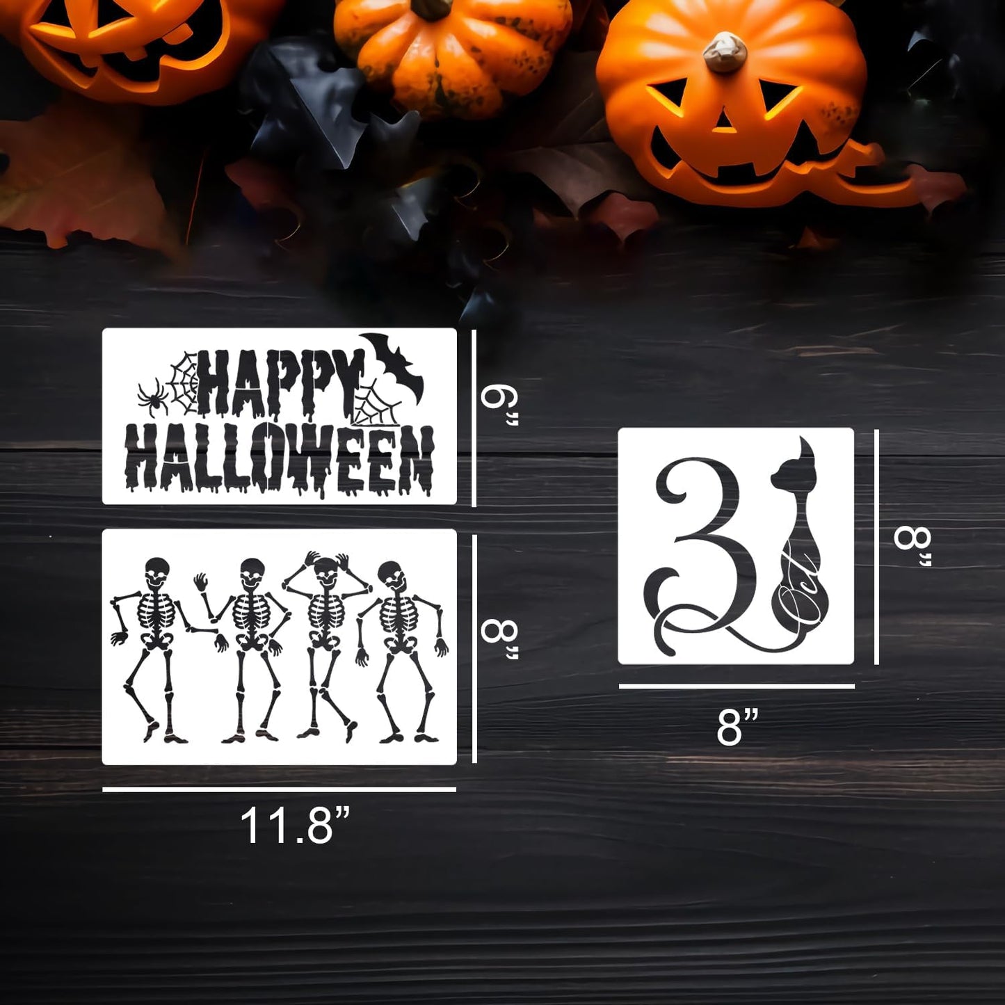 Halloween Stencils for Door Mats Skeleton Boo Stencil Reusable Halloween Stencils for Painting on Wood Sign Door Mats Fabrics DIY Crafts Decor