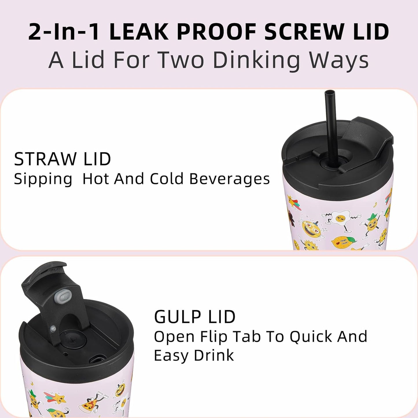 BJPKPK 18oz Tumbler With lid And Straw Stainless Steel Travel Coffee Mug Insulated Tumblers Cups,Hawaii Fruits Purple