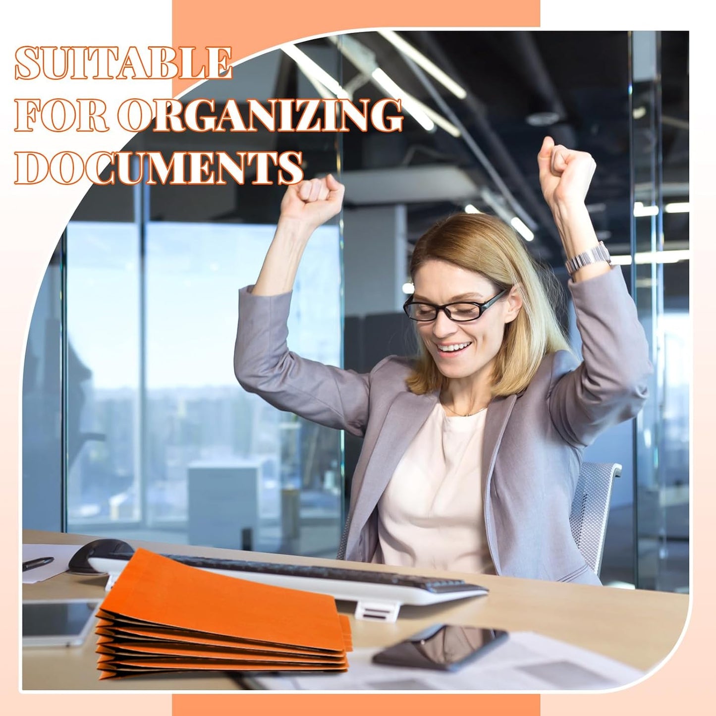 72 Pcs Classification Folders Letter Size, Back to School Supply for Teacher, Student, 3 Dividers Pressboard File Folder Bulk with 2 Fasteners, 3.5 Inch Expanding File Organizer (Orange)