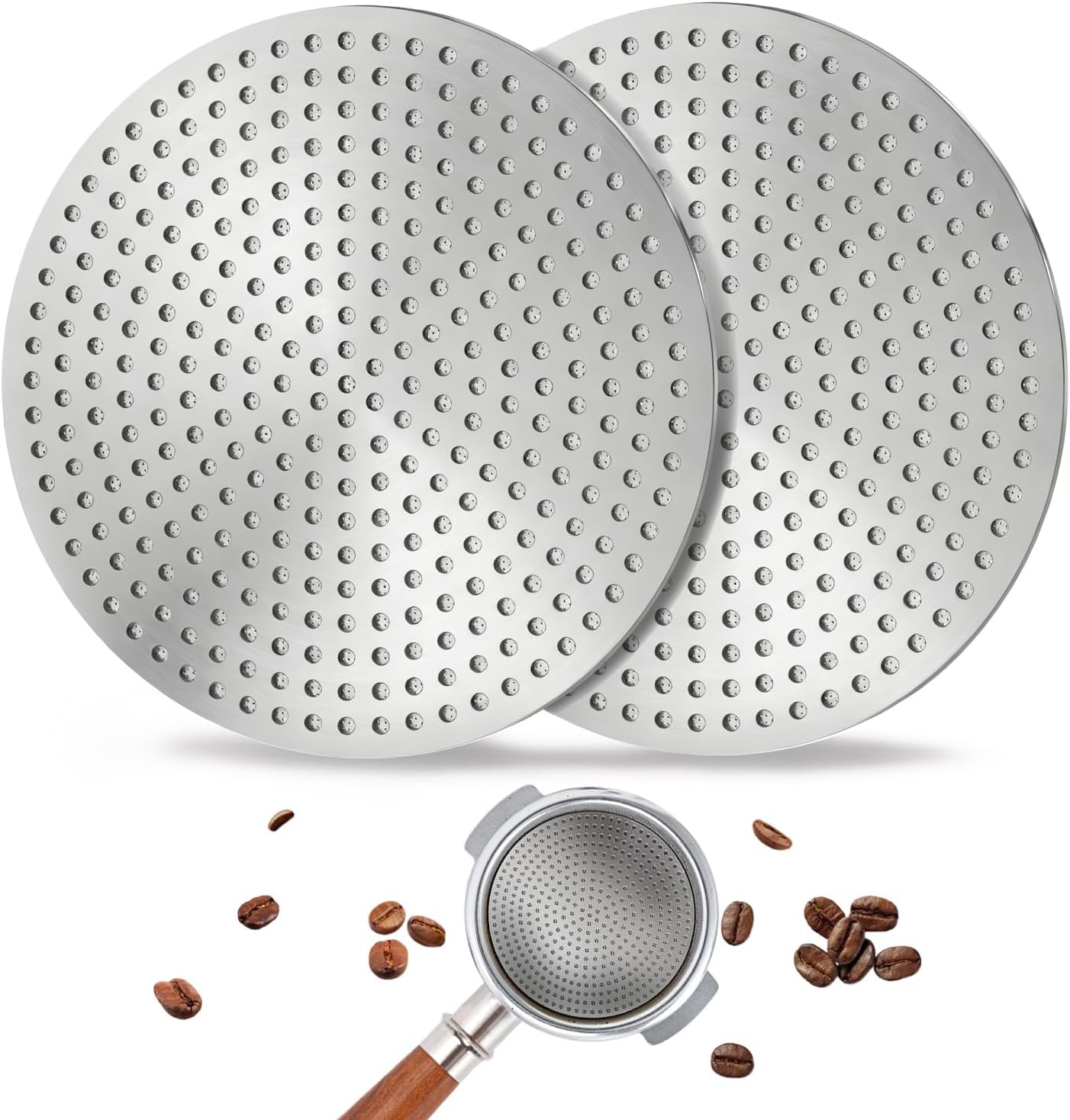 53.3mm Puck Screen 2 Pack - DRMBIGA 3rd Generation Dual-Layer Espresso Filter Screen, Reusable Stainless Steel Coffee Filter for Breville 54mm Portafilter Baskets - 0.8mm Thick 150μm Fine Mesh