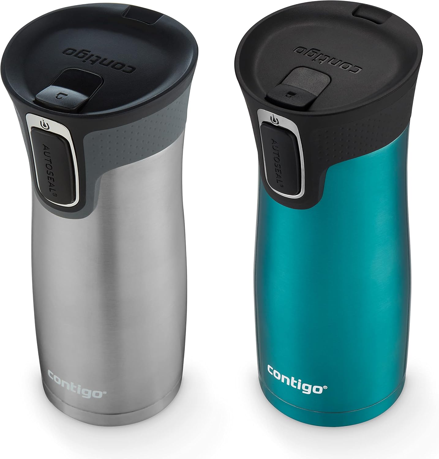 Contigo AUTOSEAL West Loop Vacuum-Insulated Stainless Steel Travel Mug with Easy-Clean Lid, 16oz., 2 Pack, Spirulina, Stainless Steel