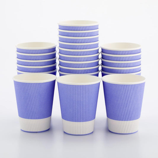 Restaurantware-12 Ounce Disposable Coffee Cups, 500 Ripple Wall Hot Cups For Coffee - Lids Sold Separately, Rolled Rim, Light Purple Paper Insulated Coffee Cups, For Hot Coffee, Tea, And More