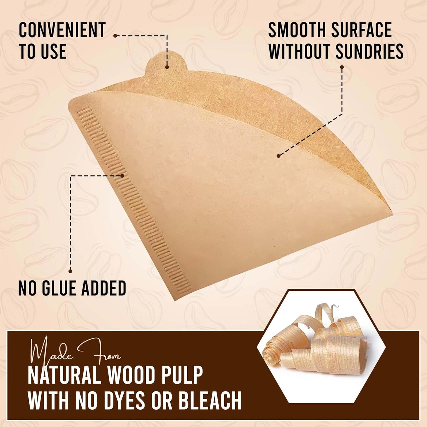 Exle Coffee Filter - V shape Cone Coffee Filters - Natural Drip Disposable Paper Filters 2-4 Cup - 100 ct - Brewing with Exle Coffee Filter - 100% Wood - Brown - Pour over coffee maker