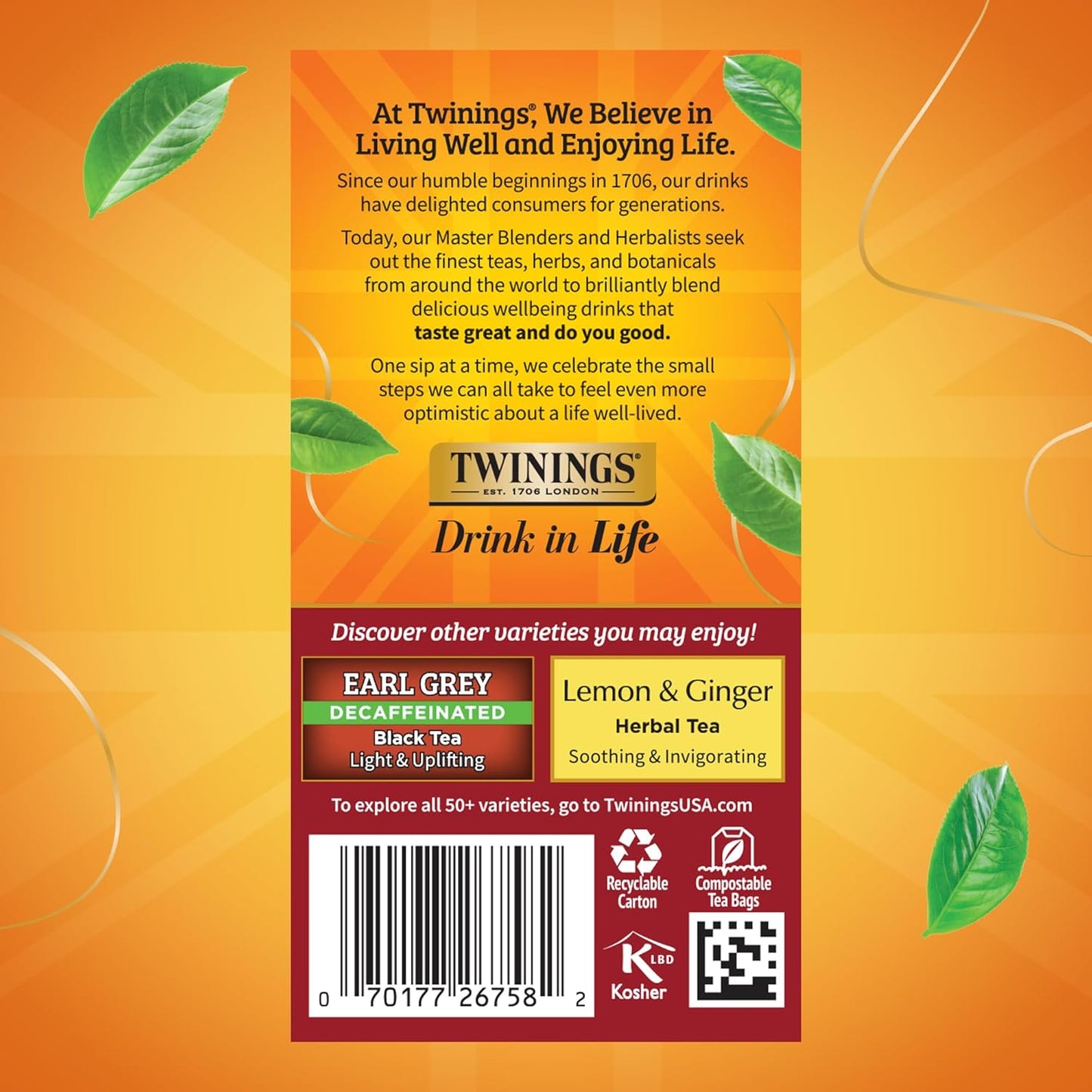 Twinings Decaffeinated Chai Individually Wrapped Bags, 20 Count (Pack of 6), Sweet, Savoury Spices, Enjoy Hot or Iced, 120 Teabags