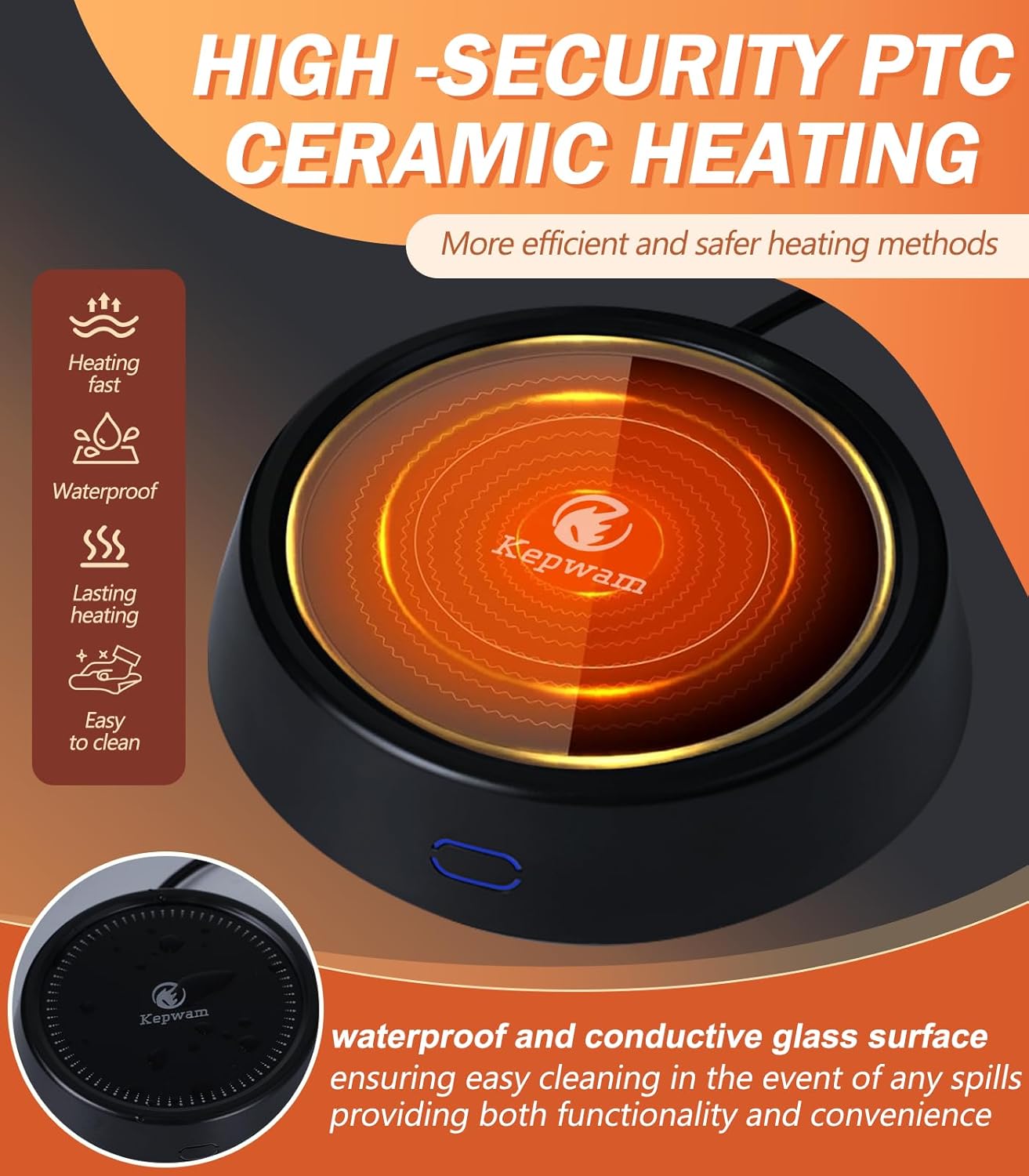 Mug Warmer - 25W Coffee Warmer for Desk Auto Shut Off, 3-Level Temp with Indicator Lights, Smart Candle Warmer Plate, Cup Warmer Heated Coaster for Coffee, Milk, Tea, Safely Use for Office/Home