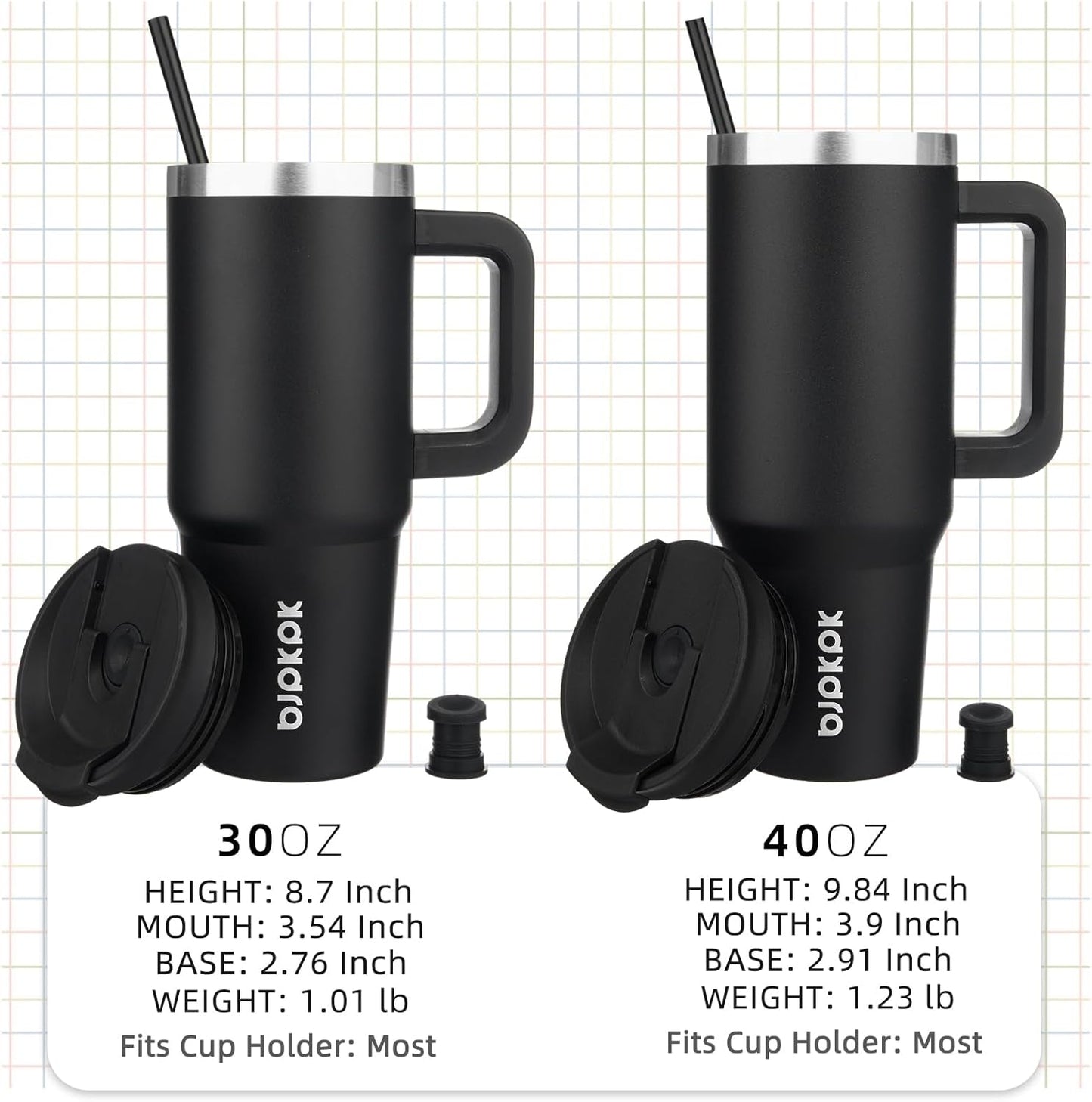 BJPKPK 30oz Stainless Steel Insulated Tumbler With Handle And Lid Straw Travel Coffee Mug Thermal Cup,Black