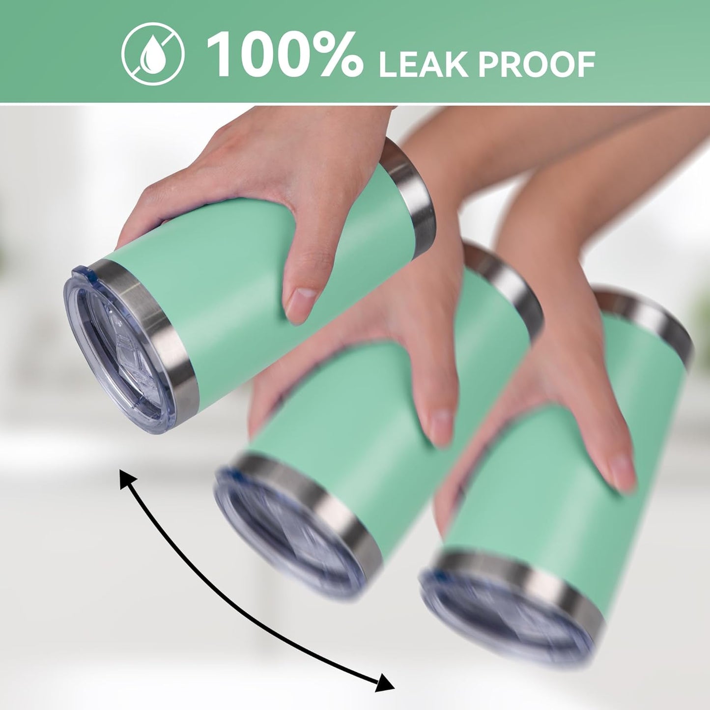 20 oz Tumbler Stainless Steel Tumblers Bulk with Lid Double Wall Insulated Coffee Tumbler Cups for Hot & Cold Drinks Powder Coated Travel Coffee Tumbler Mug Metal (Jade, 1 pack)