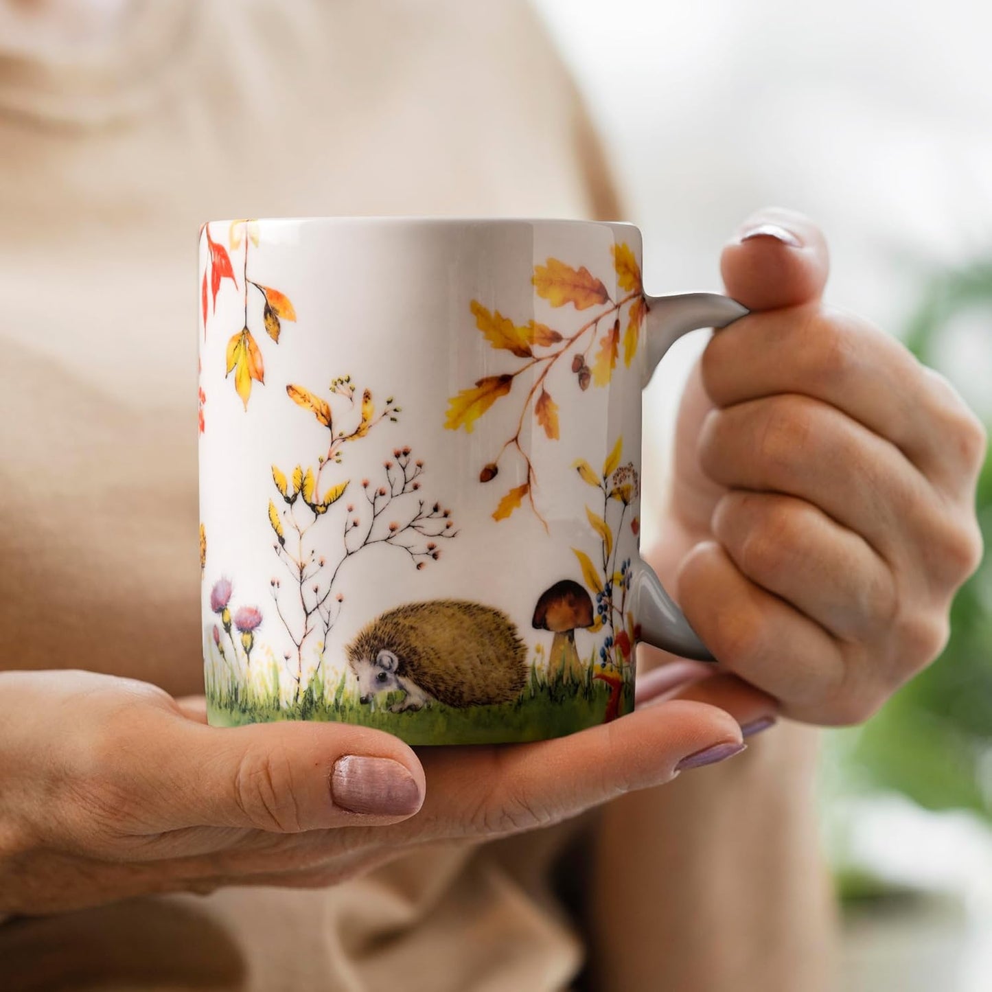 Maison d' Hermine Coffee Mug with Handles Fine Bone China Mugs Pack of One Tea Cups for Hot Beverages Cappuccino Latte Home Restaurant Office Perfect for Gift (Sous-Bois - Option 1, 12 Ounce)