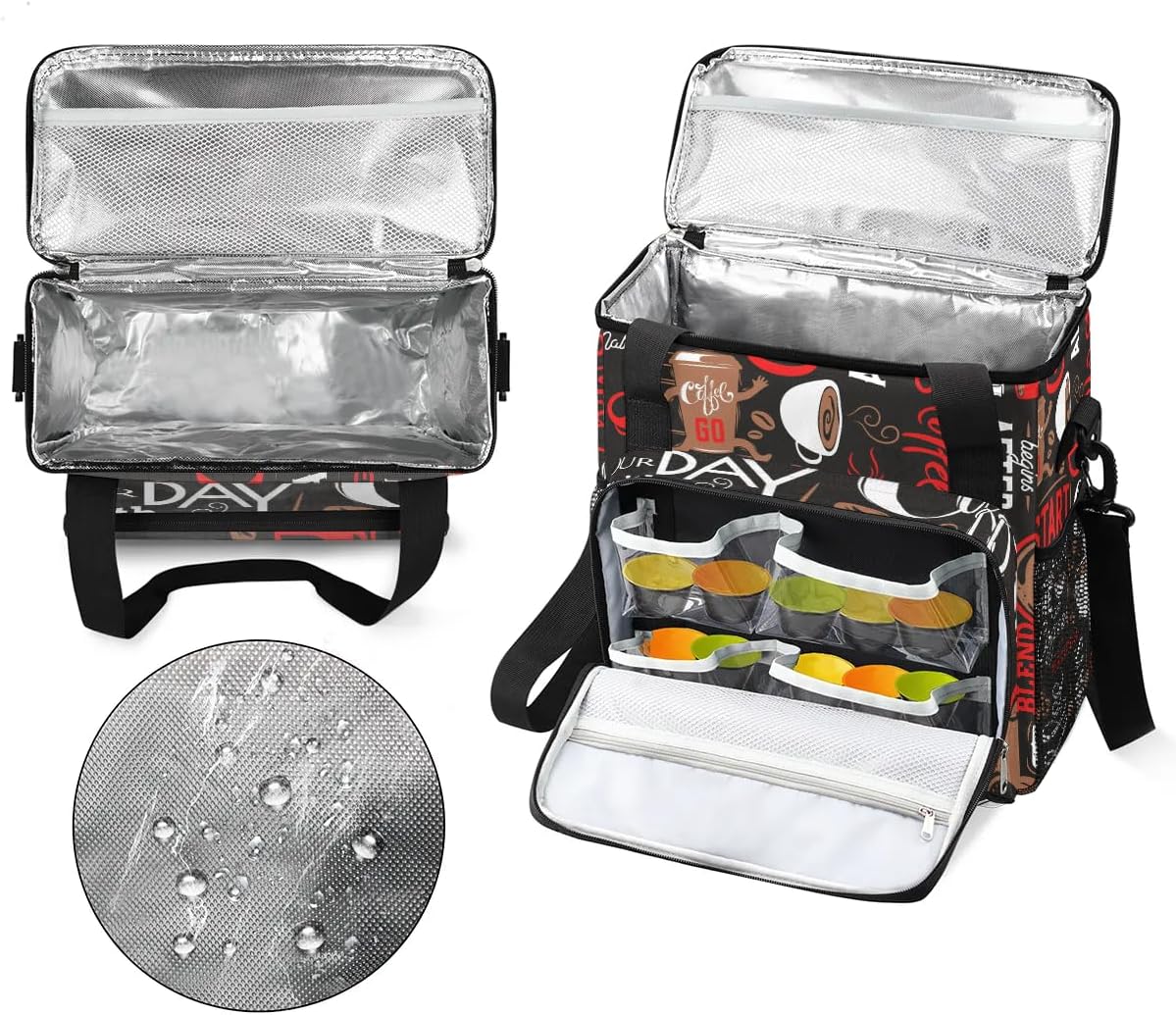 coffee beans cup red Coffee Maker Carring Bag Travel Carrying Storage Tote Bag Compatible with Keurig K-Mini or K-Mini Plus Portable Single Serve Coffee Brewer Case with Pockets for K-cup Pods