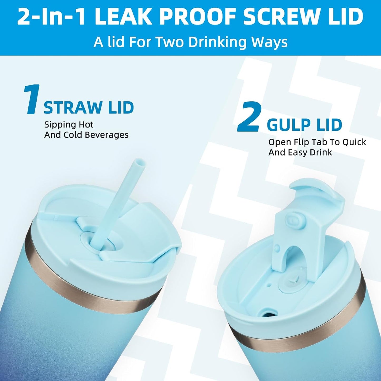 BJPKPK 26oz Insulated Tumbler With lid And Straw Stainless Steel Tumblers Travel Coffee Mug Reusable Thermal Cup,Sky