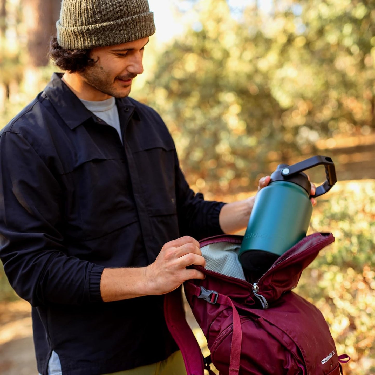 BJPKPK 87oz Insulated Water Bottle, Dishwasher Safe 2/3 Gallon Water Bottle with Ergonomic Handle, BPA Free Leak Proof Water Jug, Stainless Steel Metal Water Bottle with Anti-slip Bottom, Army Green