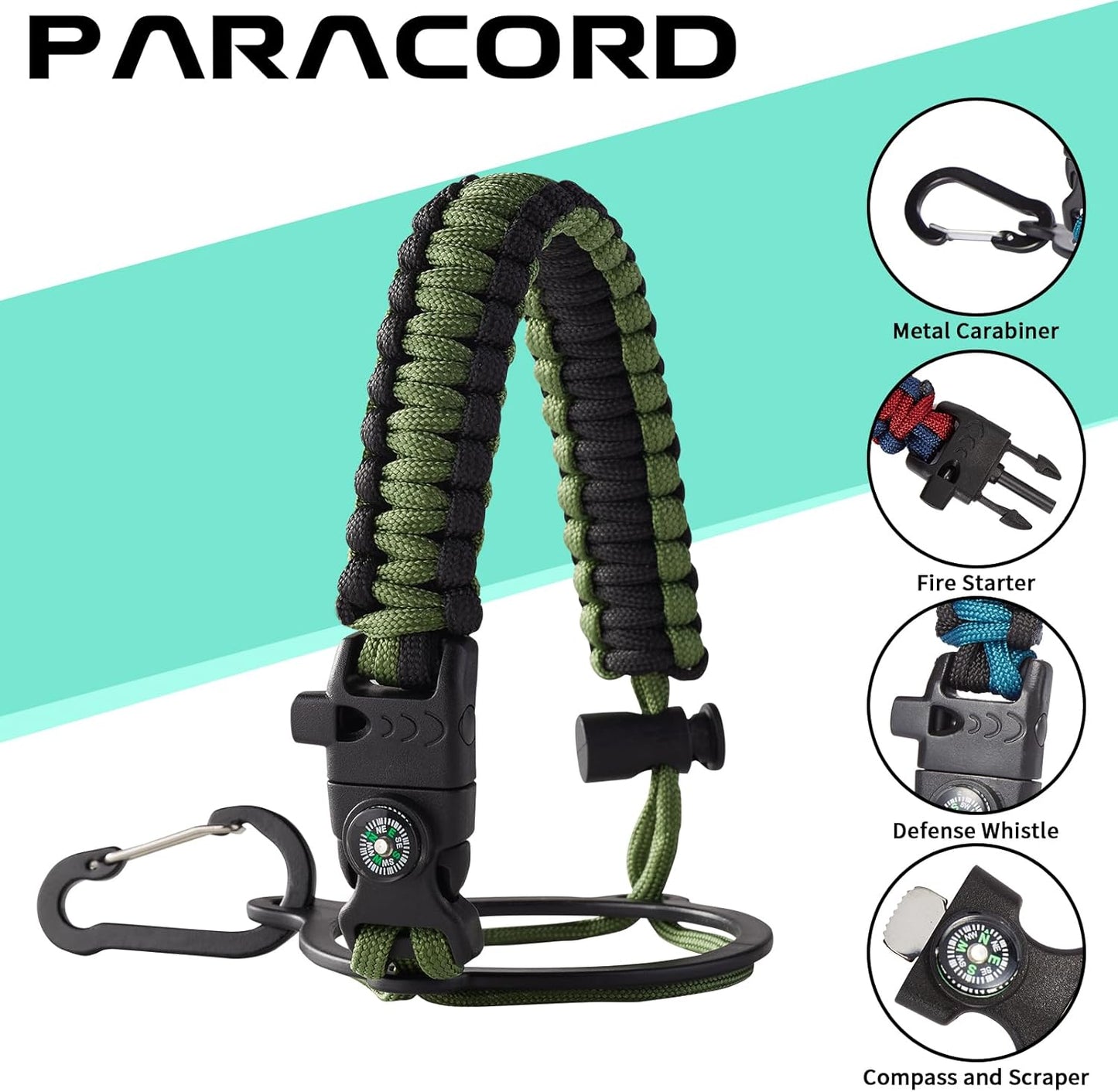 40OZ Water Bottle Stainless Steel - Cold-48H & Hot-24H Vacuum Insulated Water Bottle with Straw & Chug Lid, Strap Carrying Pouch, Paracord Handle & Flask Boot, Thermo Hydro Bottle for Hiking Cycling