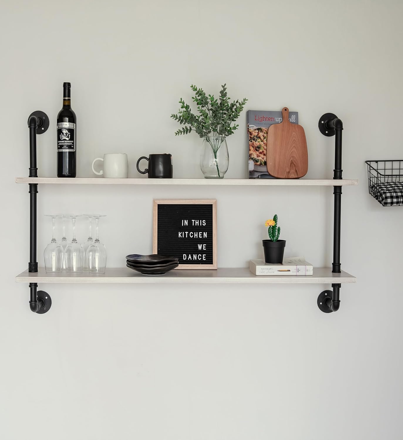 Floating Bookshelf Bathroom Shelves Over Toilet Industrial Pipe Shelving Pipe Shelves Rustic White Wall Shelves 36 Inch Farmhouse Book Shelves for Wall Mounted