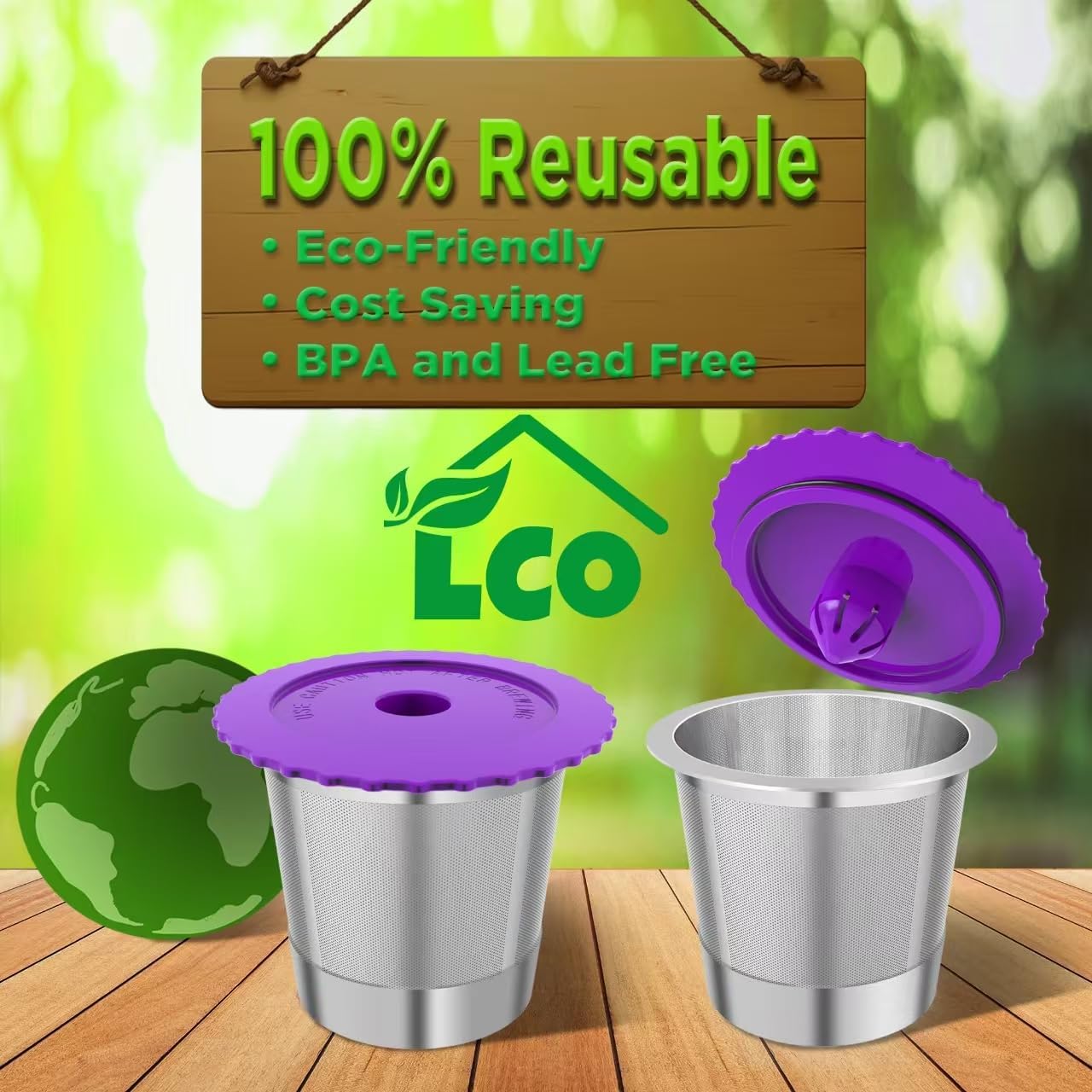 Reusable K Cups, Stianless Steel Coffee Pods with 20 Count paper Filters Compatible with Keurig 2.0 and 1.0 Coffee Makers