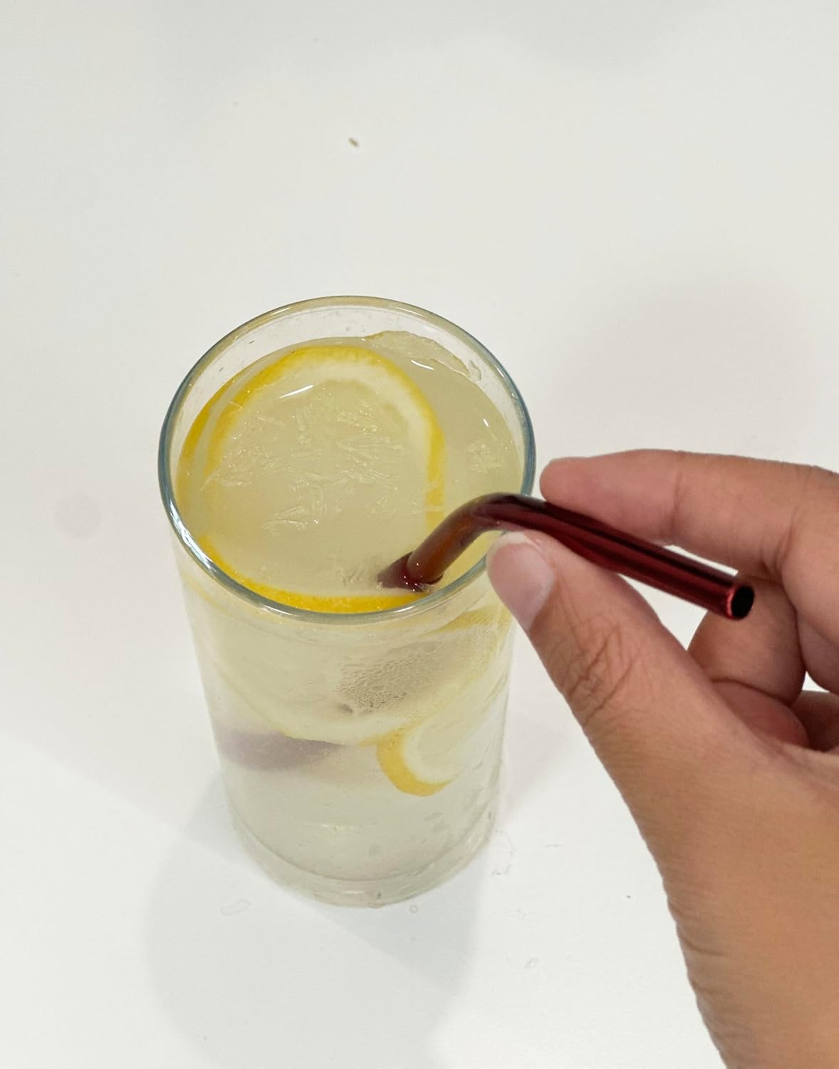 10 Pcs Stainless Steel Straws, Reusable Drinking Straws, 5 Straight + 5 Bent Metal Straws Set With 2 Pcs Cleaning Brushes (Red, 8.5 Inch)