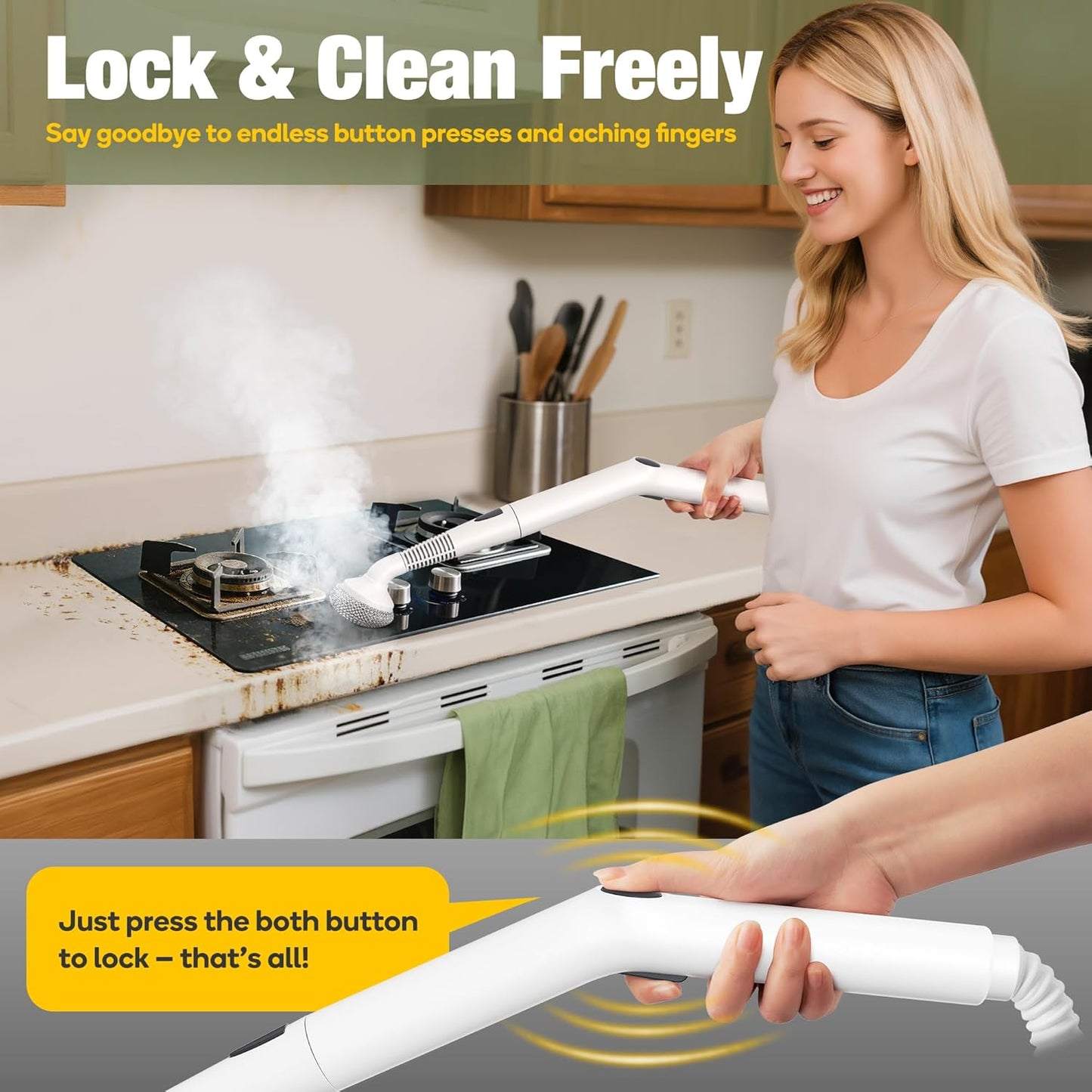 Newbealer Heavy-Duty Steam Cleaner for Home, Stainless Steel Boiler, Steam Mop with 20-Piece Accessories, Max 5 Bar, Multi-Purpose Steamer for Floors, Cars, Furniture, Upholstery, and More