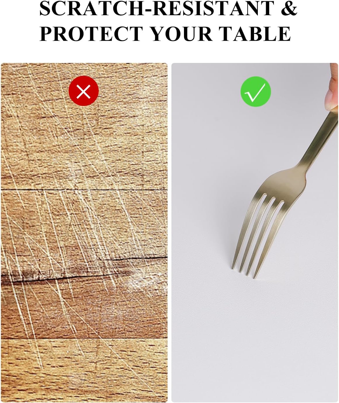 Pure White Plastic Table Cover Protector, 42" x 72" Waterproof Easy Flat PVC Desk Pad Mat, 1.5mm Thick Rectangle Vinyl Table Top Protector for Dining Room Table, Office, Dresser