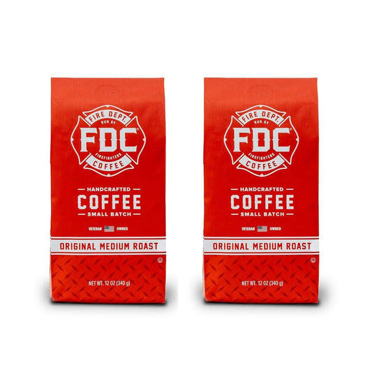 Fire Department Coffee - Gives Back to Firefighters - Original Medium Roast Coffee Beans - Balanced & Smooth - Roasted in the USA - Premium Whole Bean - Veteran Owned (12 oz, Pack of 2)