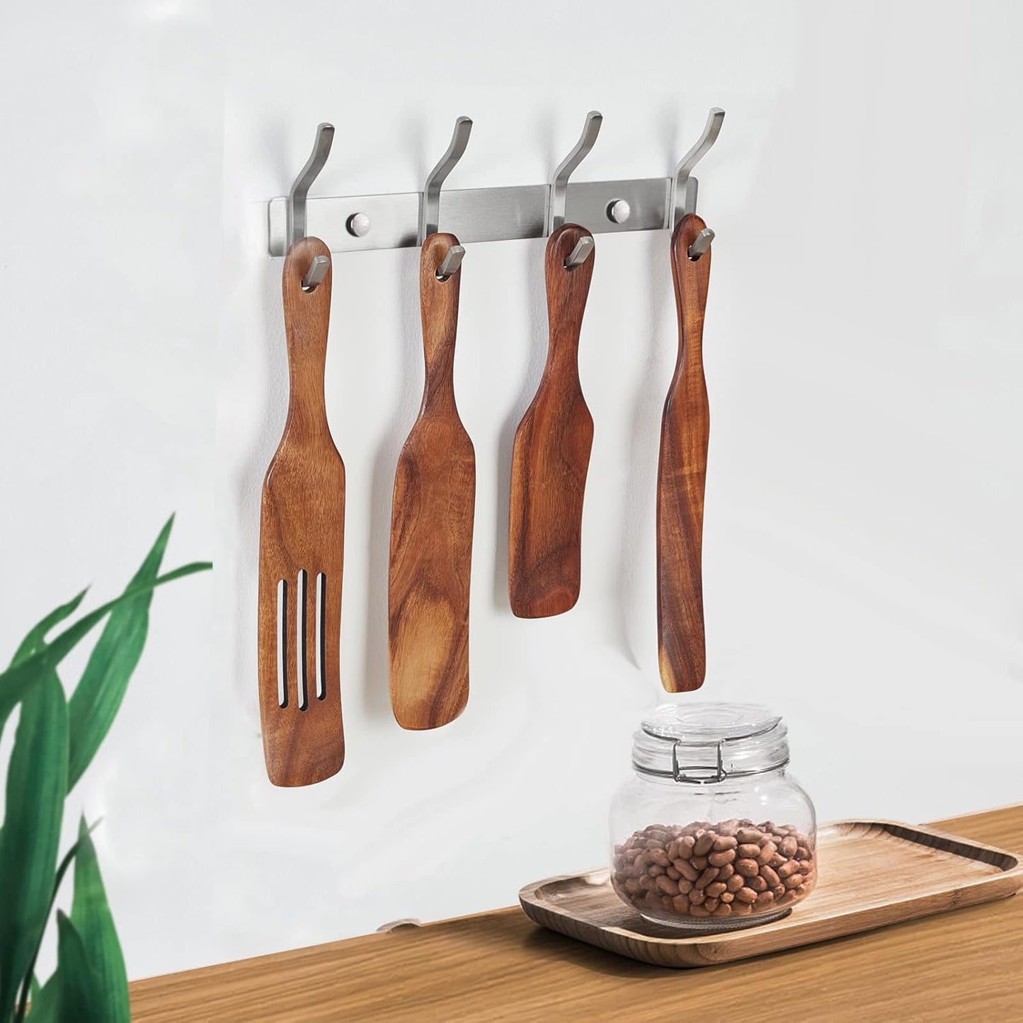 Wall Hooks Heavy Duty, 12 Inch Coat Rack Wall Mount with 4 Hooks, Silver Wall Hooks Hangers for Entryway, Bathroom - for Hanging Backpack, Bag, Coat, Purse, Hat, Towel, Clothes,2 Packs