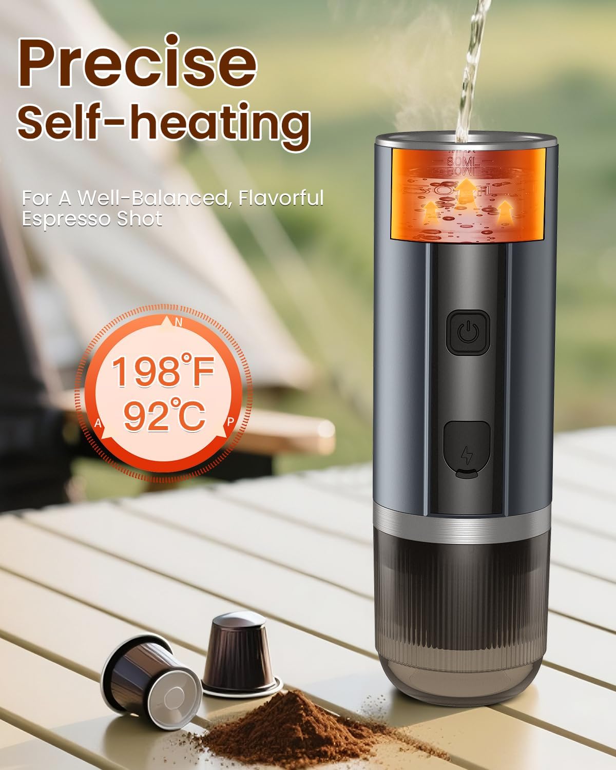 Portable Espresso Maker, 20 Bar Electric Espresso Machine for Travel, Camping, Rechargeable USB-C Mini Coffee Maker for NS Capsule Pods and Ground Coffee, Gray