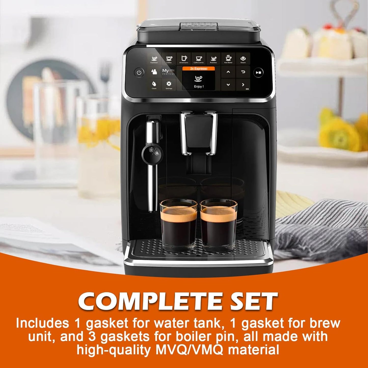 Gasket Seal Set, Compatible with Saeco Philips and Gaggia Coffee Machines,for The Water Tank, Brew Unit and Boiler Outlet