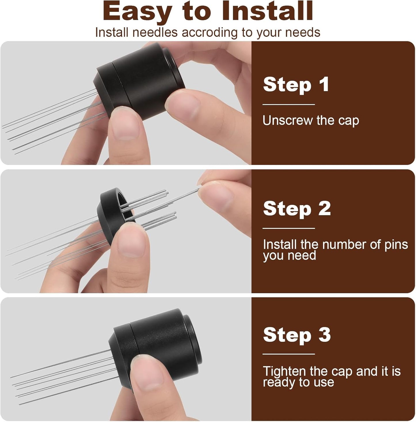 WDT Espresso Distribution Tools Espresso Stirrer Tool WDT Coffee Distributor for Barista Espresso Machine Accessories 9*0.35mm Espresso Grounds Stirrer with Extra 9 Replaceable Needles,Black