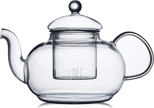 CnGlass 33.8oz Glass Teapot with Removable Infuser,Stovetop Safe Tea Kettle,Blooming & Loose Leaf Tea Pot