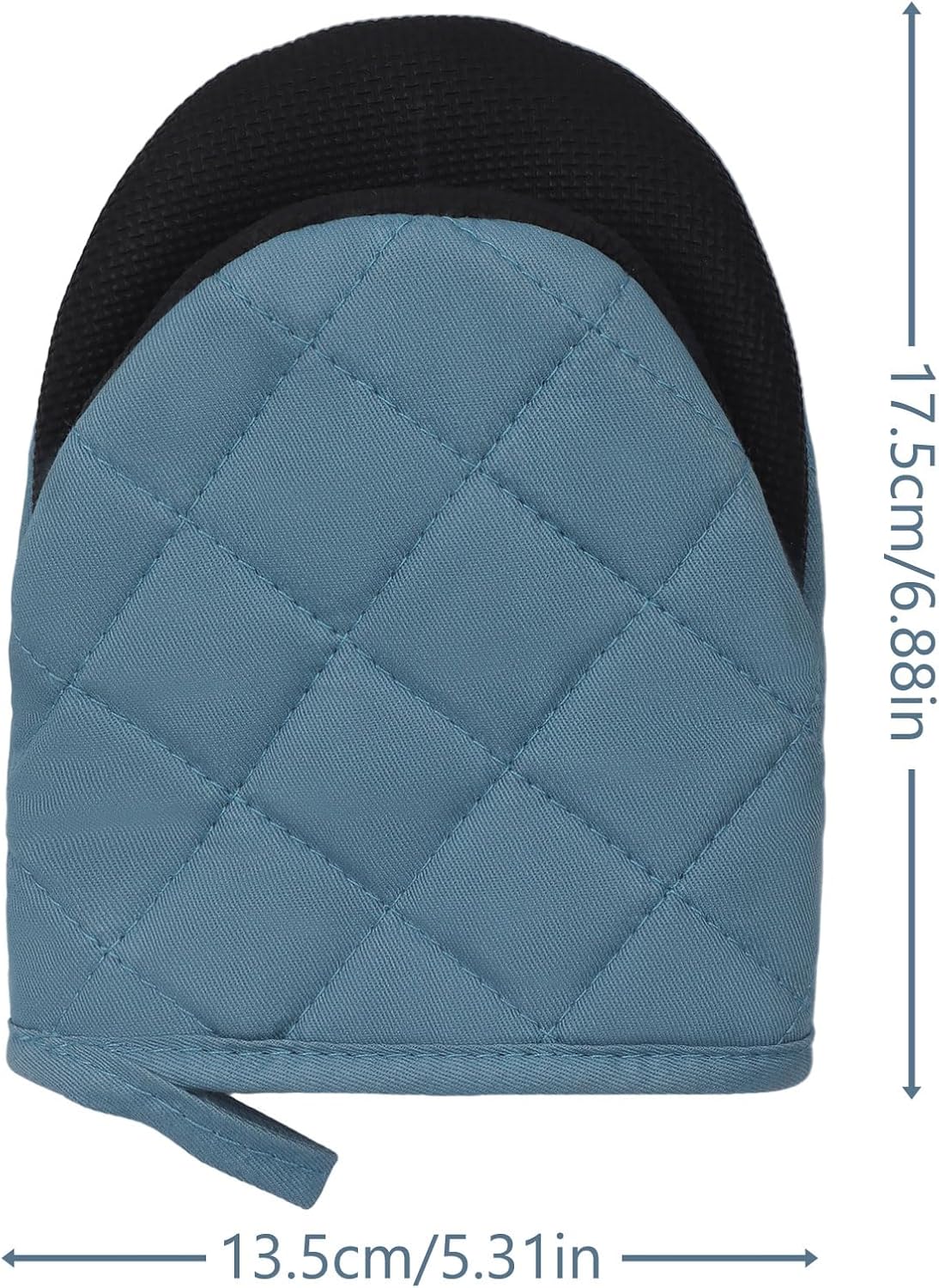 1 Pair Short Oven Mitts, Heat Resistant Silicone Kitchen Mini Oven Mitts for 500 Degrees, Non-Slip Grip Surfaces and Hanging Loop Gloves, Baking Grilling Barbecue Microwave Machine Washable