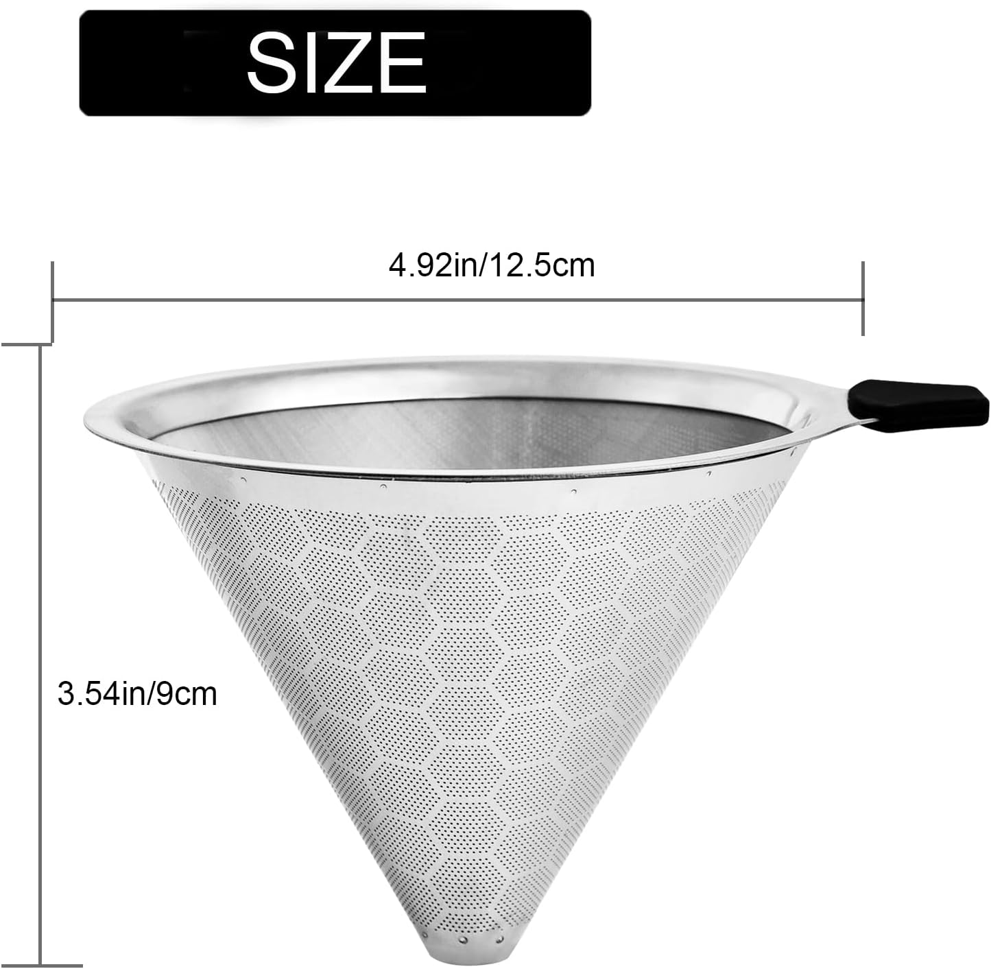 Pour Over Coffee Filter Compatible with Chemex & Hario V60 02 03, Reusable Stainless Steel Metal Cone Slow Drip Coffee Filter, 2-4 Cups Coffee Pour Over Dripper Filters