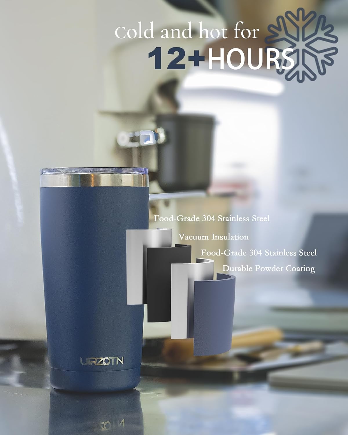 Travel Coffee Tumbler 20oz, Leakproof Travel Coffee Mug with Lid and Straw, Stainless Steel Double Wall Vacuum Insulated Tumbler for Hot/Iced Drinks (Textured Matte, Black)