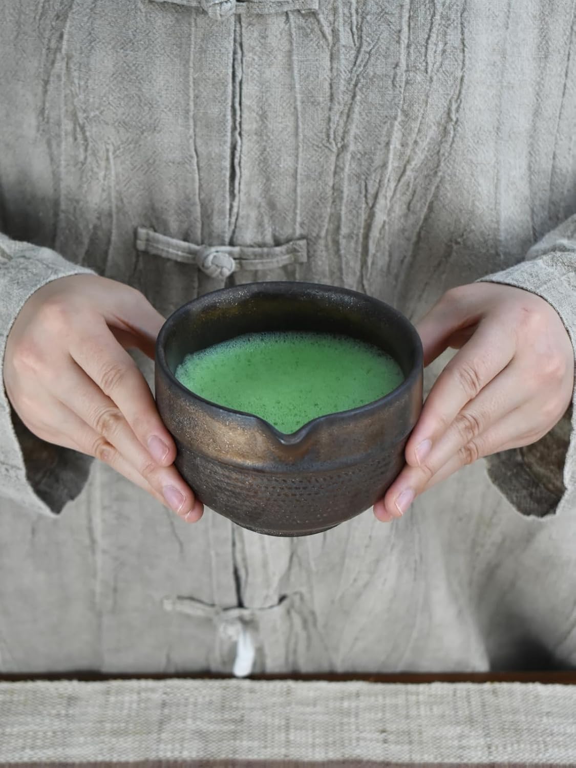 Artcome Luxury Matcha Tea Set – 4-Piece Japanese Matcha Kit with Black Rustic Glazed Bowl & Spout, Bamboo Whisk, Holder, Scoop & Manual – Handcrafted Ceramic Tea Ceremony Set