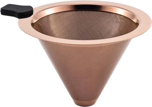 Small Size Pour Over Coffee Filter Dripper, Stainless Steel Metal Cone Drip Coffee Filter, Paperless and Permanently Reusable, Double Mesh Coffee,Tea Filter for 1-2 Cups