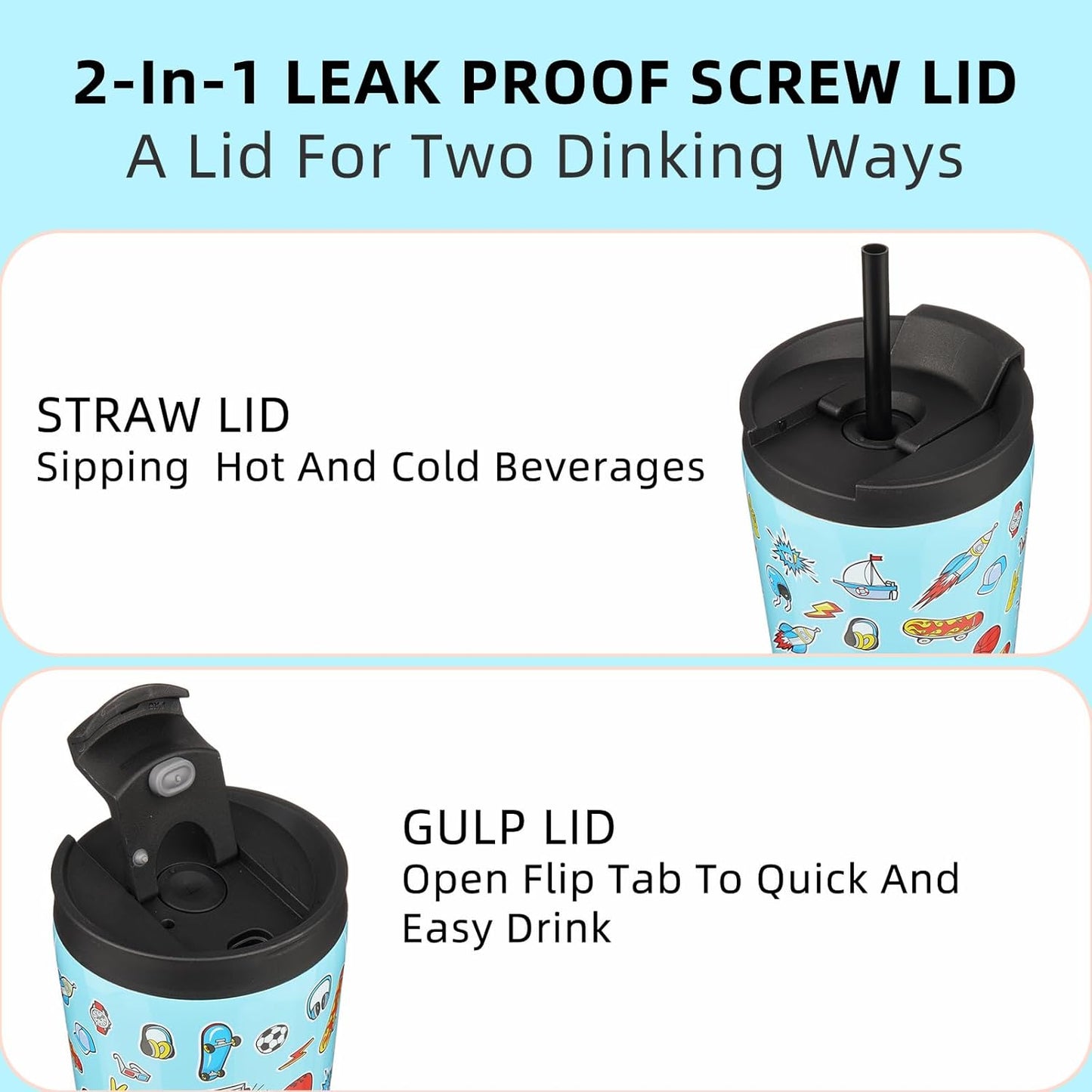 BJPKPK 22oz Insulated Tumbler With lid And Straw Stainless Steel Tumblers Travel Coffee Mug Reusable Thermal Cup,Playground