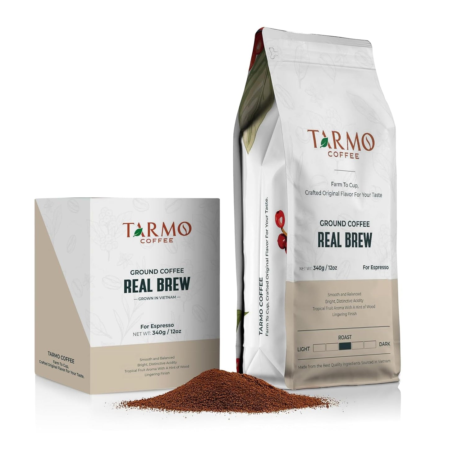 TARMO - REAL BREW | Low Acid 100% ARABICA Ground Coffee | Specialty Vietnamese Coffee | Single Origin Medium Roast | Coffee Ground 12 Oz Bag