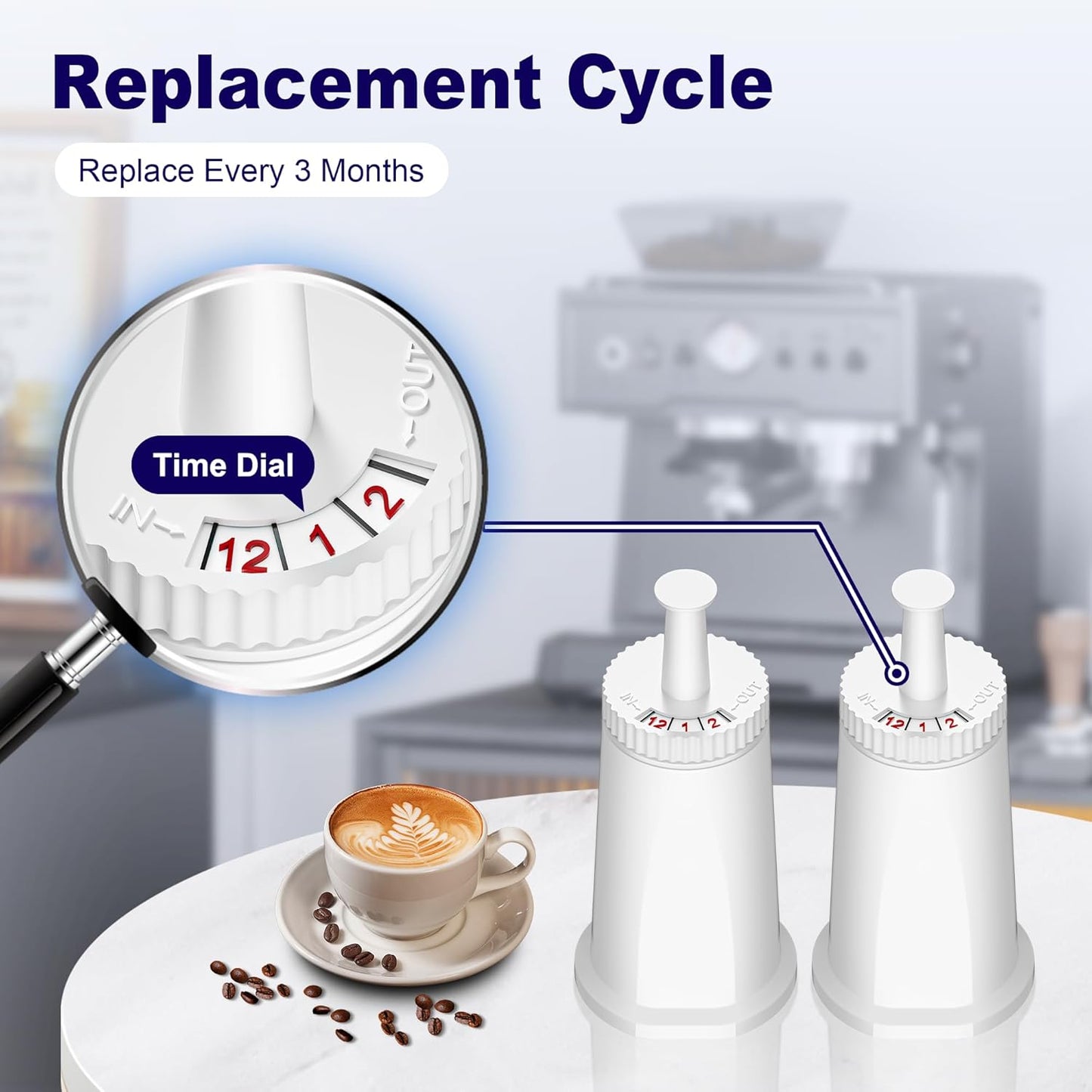 Replacement Water Filter for Breville Barista Touch Espresso Machine BES880, Barista Pro BES878, Oracle Touch BES990, Oracle BES980, Dual Boiler BES920 Bambino ClaroSwiss Sage by PETOX, 4 Pack